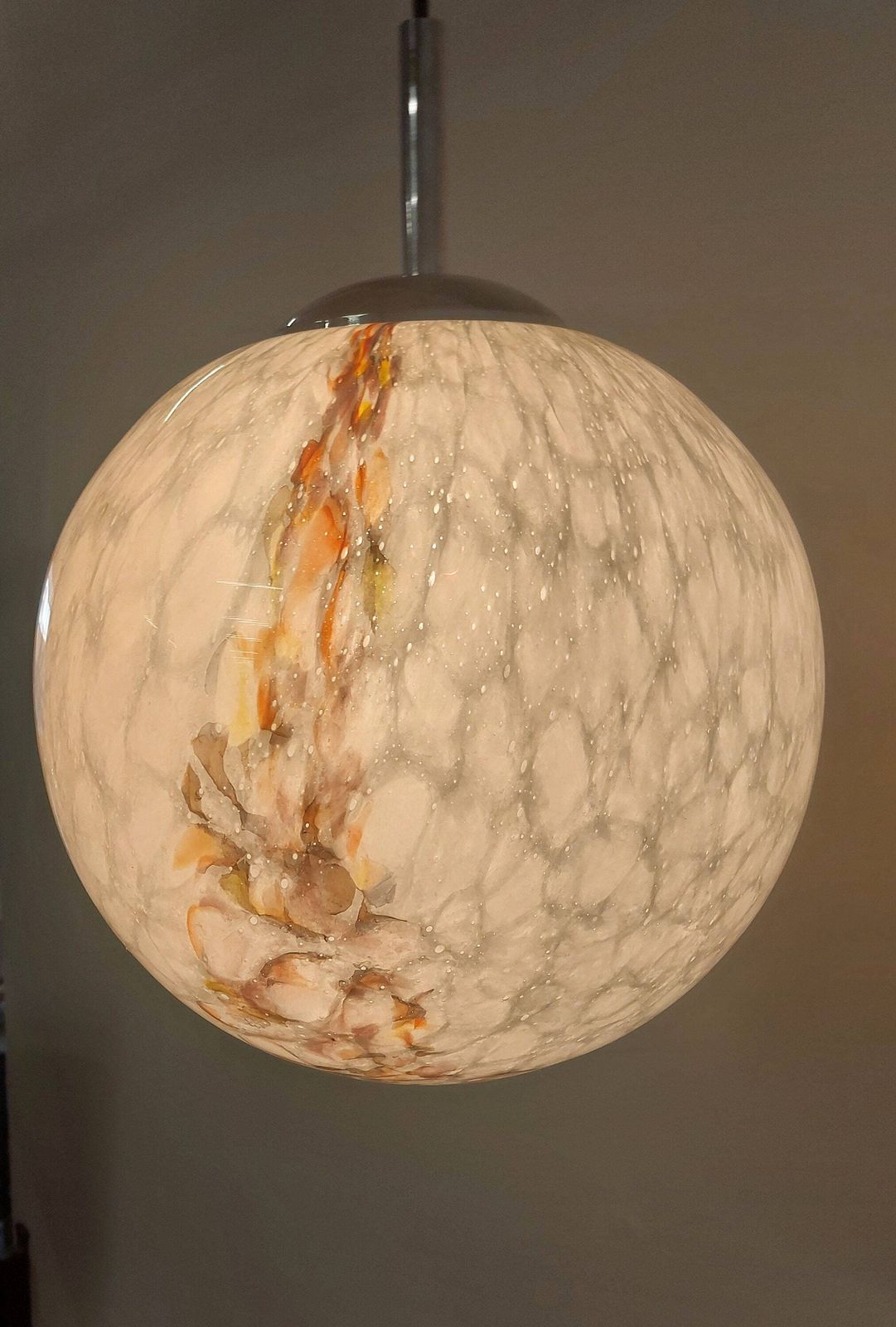 Ball Pendant Lamp / Marbled Glass Pendant/ Pendant Lighting /Marbled Glass Pendant Lamp / 1970s photo Lighting