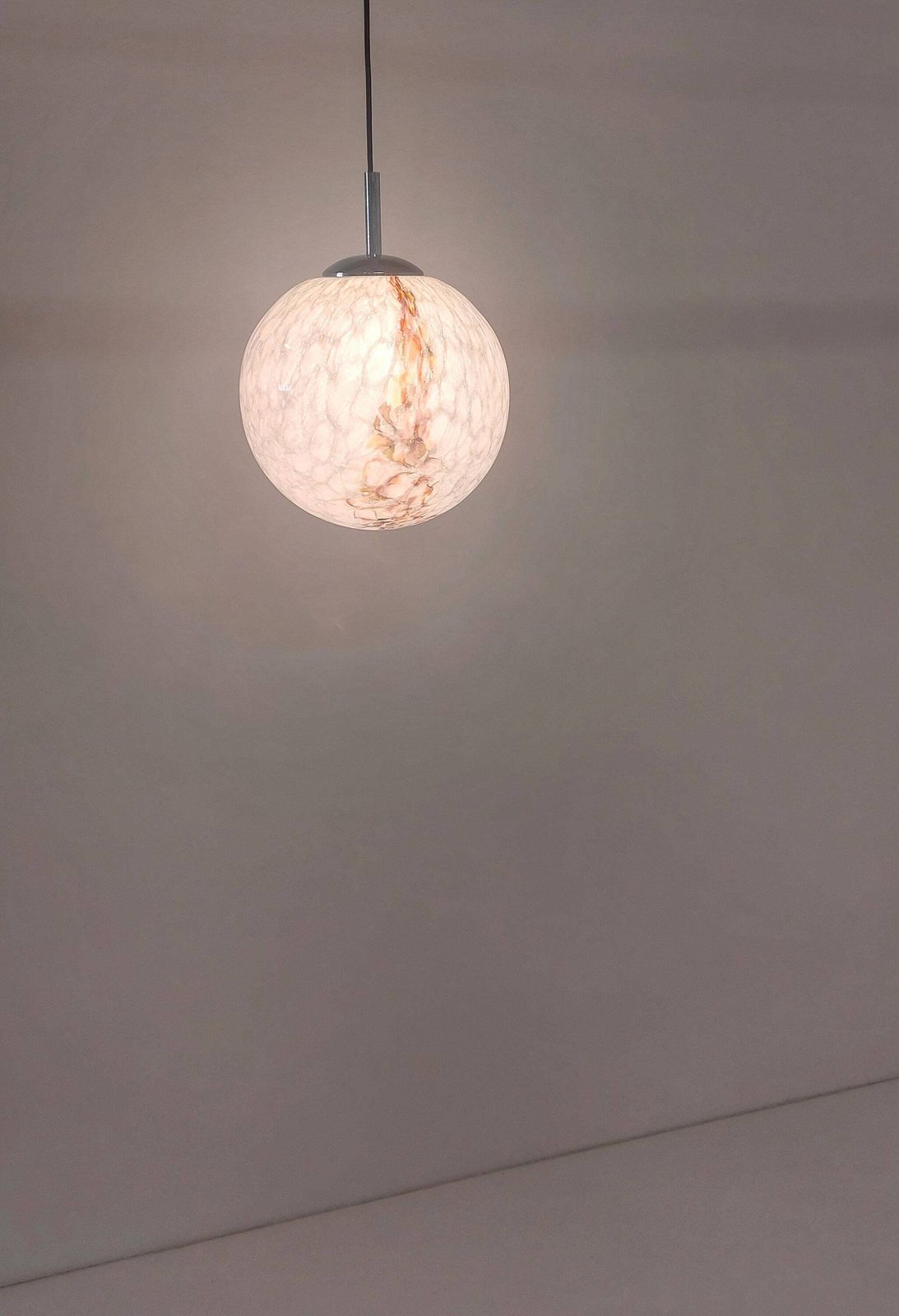 Ball Pendant Lamp / Marbled Glass Pendant/ Pendant Lighting /Marbled Glass Pendant Lamp / 1970s photo vinterior