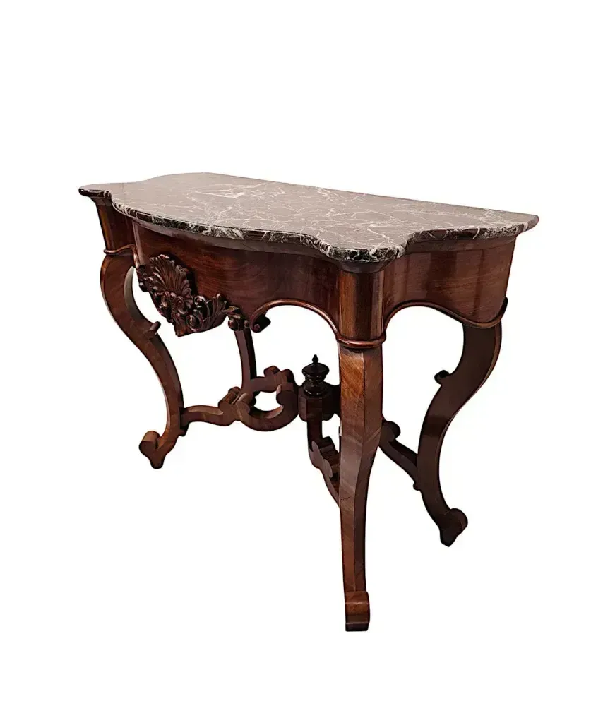 A Rare And Fine Pair Of 19th Century Mahogany Marble Top Console Tables photo furniture