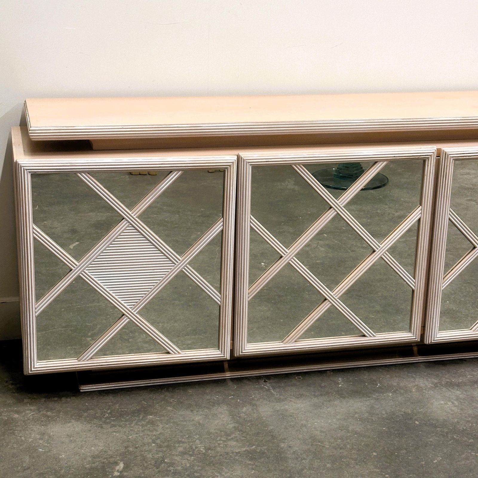 1980s Roche Bobois Soft Pink Mirrored Geometric Sideboard photo 1631.0