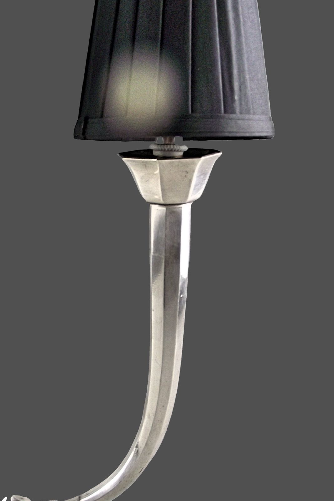 Pair Of Art Deco Lamps In The Style Of J   E Ruhlmann  Silver Plated Bronze Bases France 1930s photo for sale