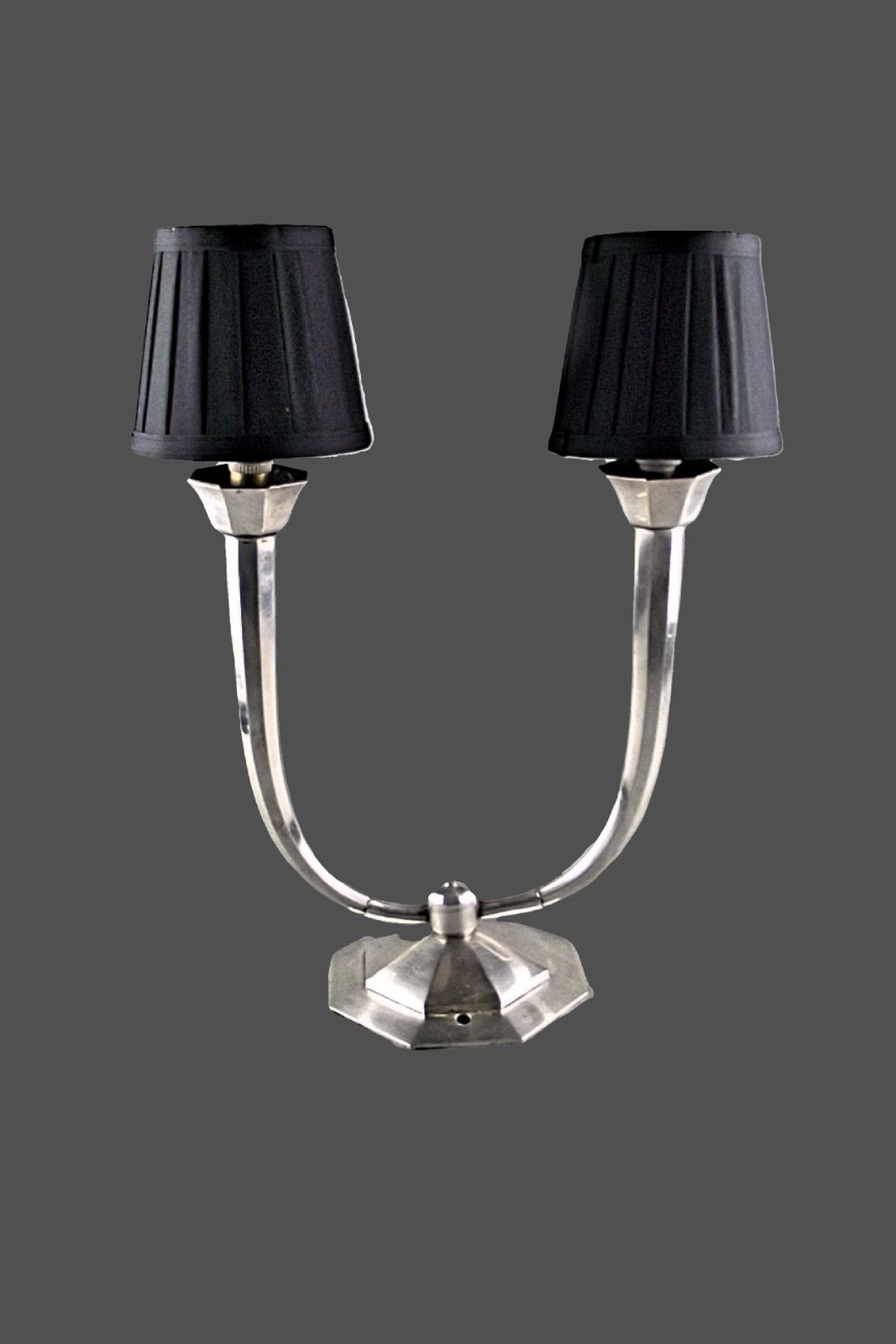 Pair Of Art Deco Lamps In The Style Of J   E Ruhlmann  Silver Plated Bronze Bases France 1930s photo 1100.0