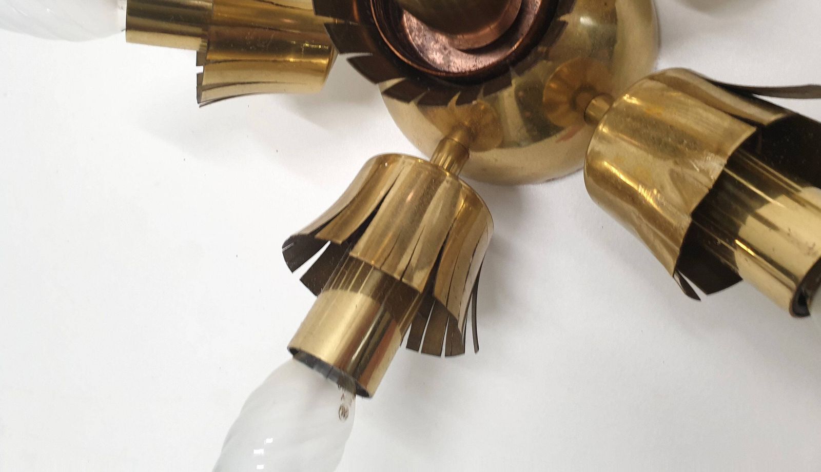 photo for sale 1 Of 3 Brass And Glass Light Fixtures / Style Of Space Age/ 1960s And 1970s / Atomic Age / Sputnik Design