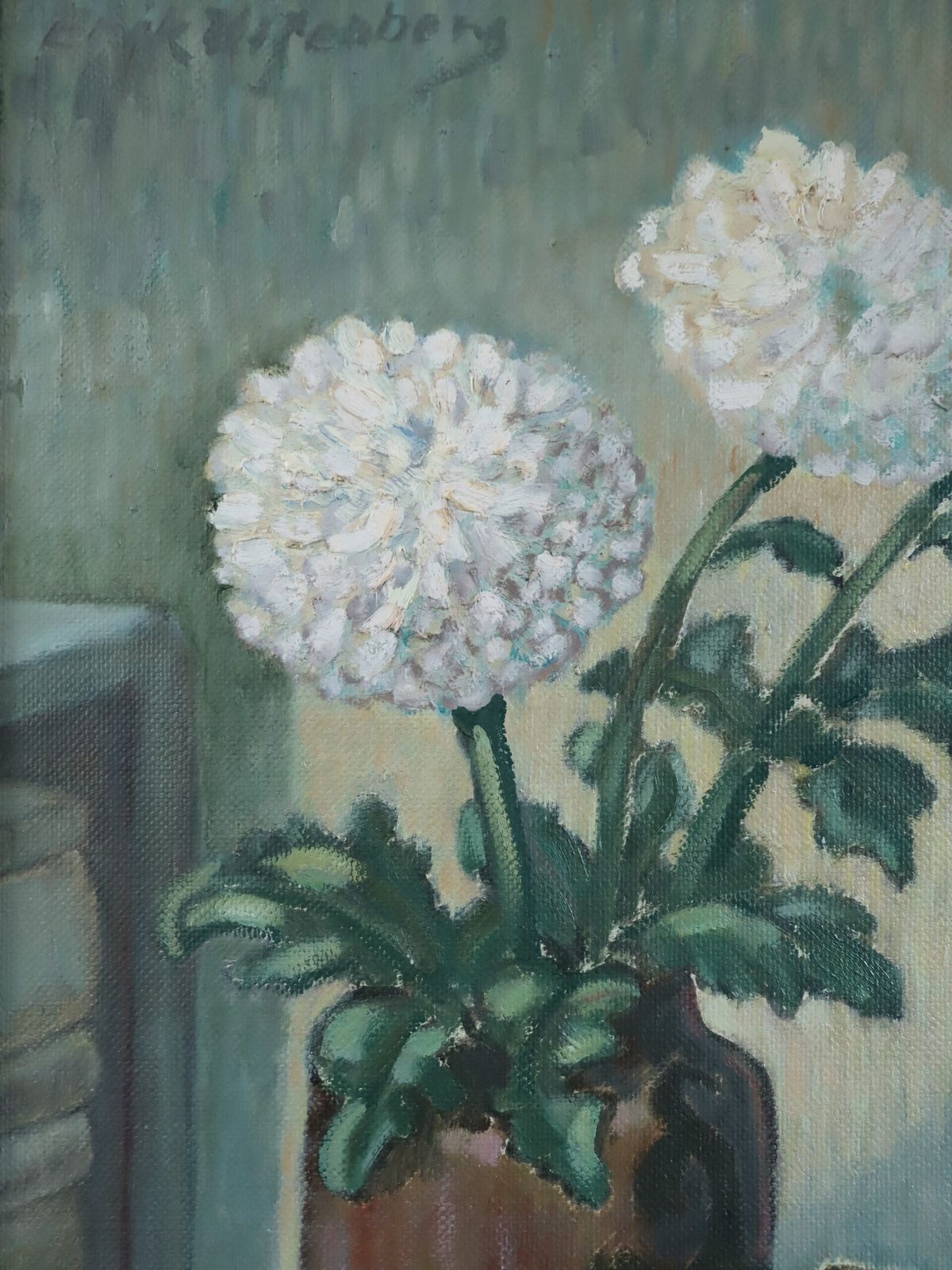 Violin & Flowers Painting, Mid 20th Century photo vintage