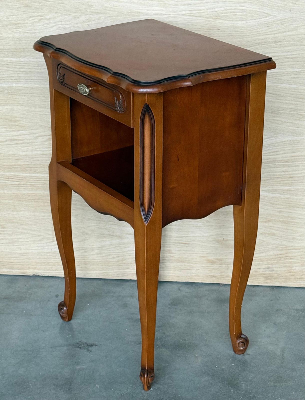 20th Walnut Nightstands Tables With Drawer And Open Shelf, 1940 photo buy