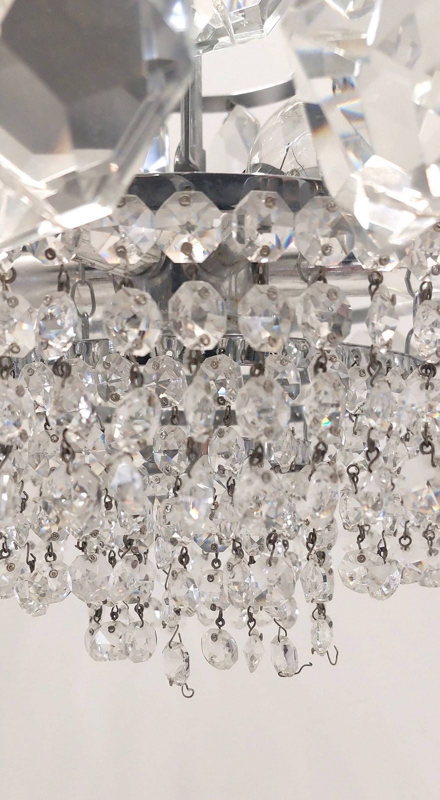 Bohemian Mid Century Vintage Crystal Chandelier / Art Deco / Retro 80s / Light Ceiling Pendant Light photo buy