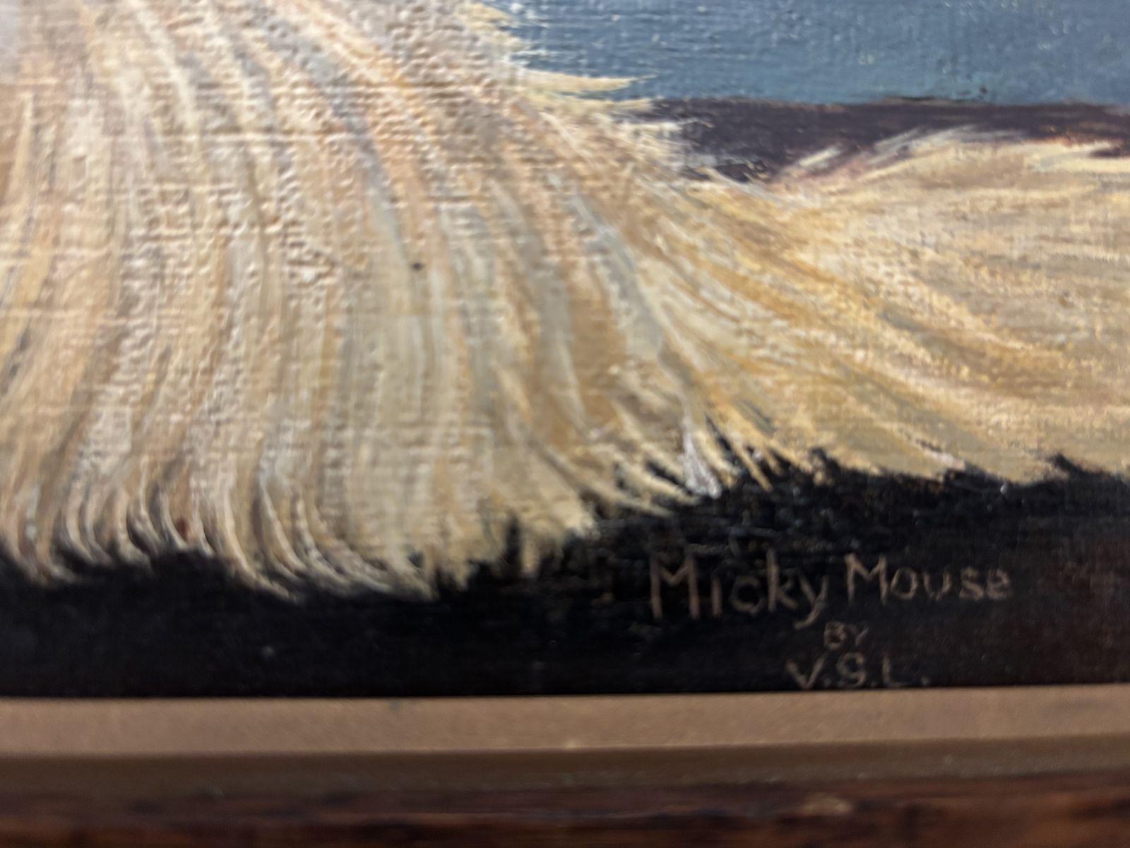 Charming 1930s Oil Painting Portrait Of Pekinese Dog photo Art
