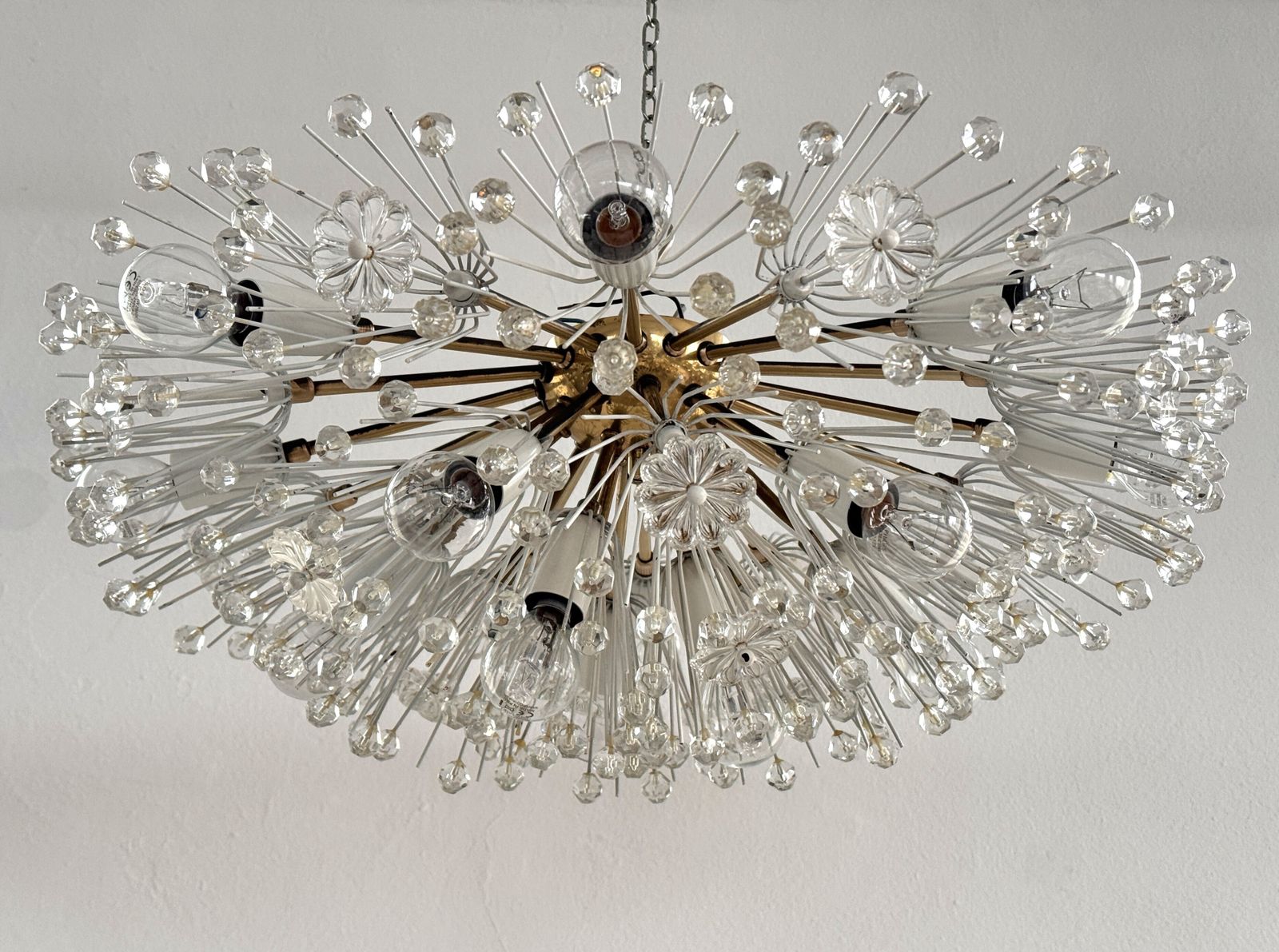 Large Emil Stejnar Brass And Glass Sputnik Starburst Flush Mount Light, 70s photo for sale