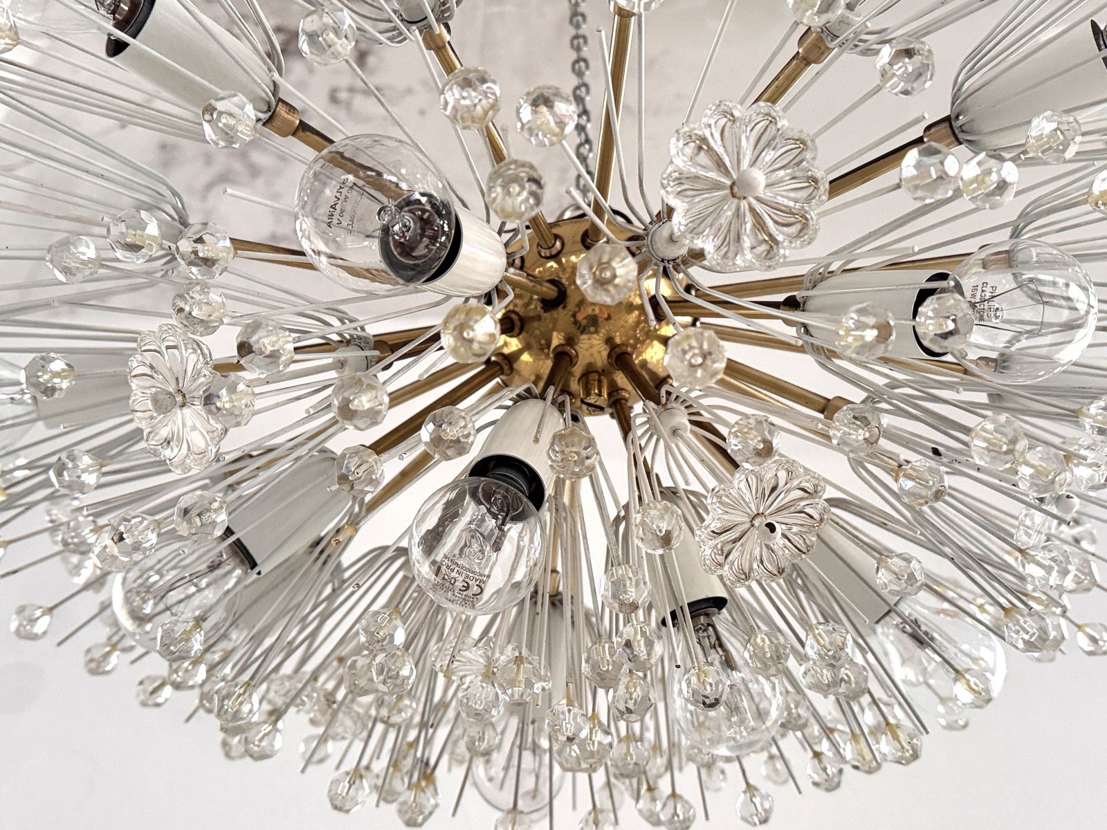 Large Emil Stejnar Brass And Glass Sputnik Starburst Flush Mount Light, 70s photo 2500.0