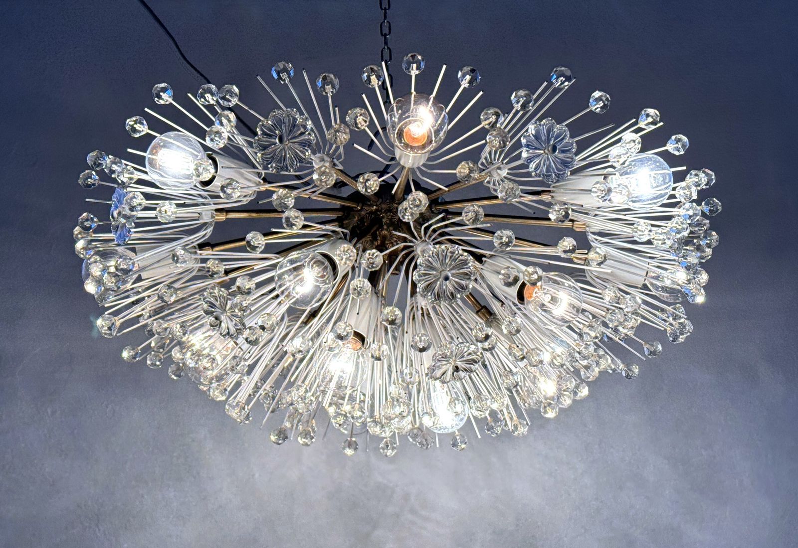 Large Emil Stejnar Brass And Glass Sputnik Starburst Flush Mount Light, 70s photo vinterior