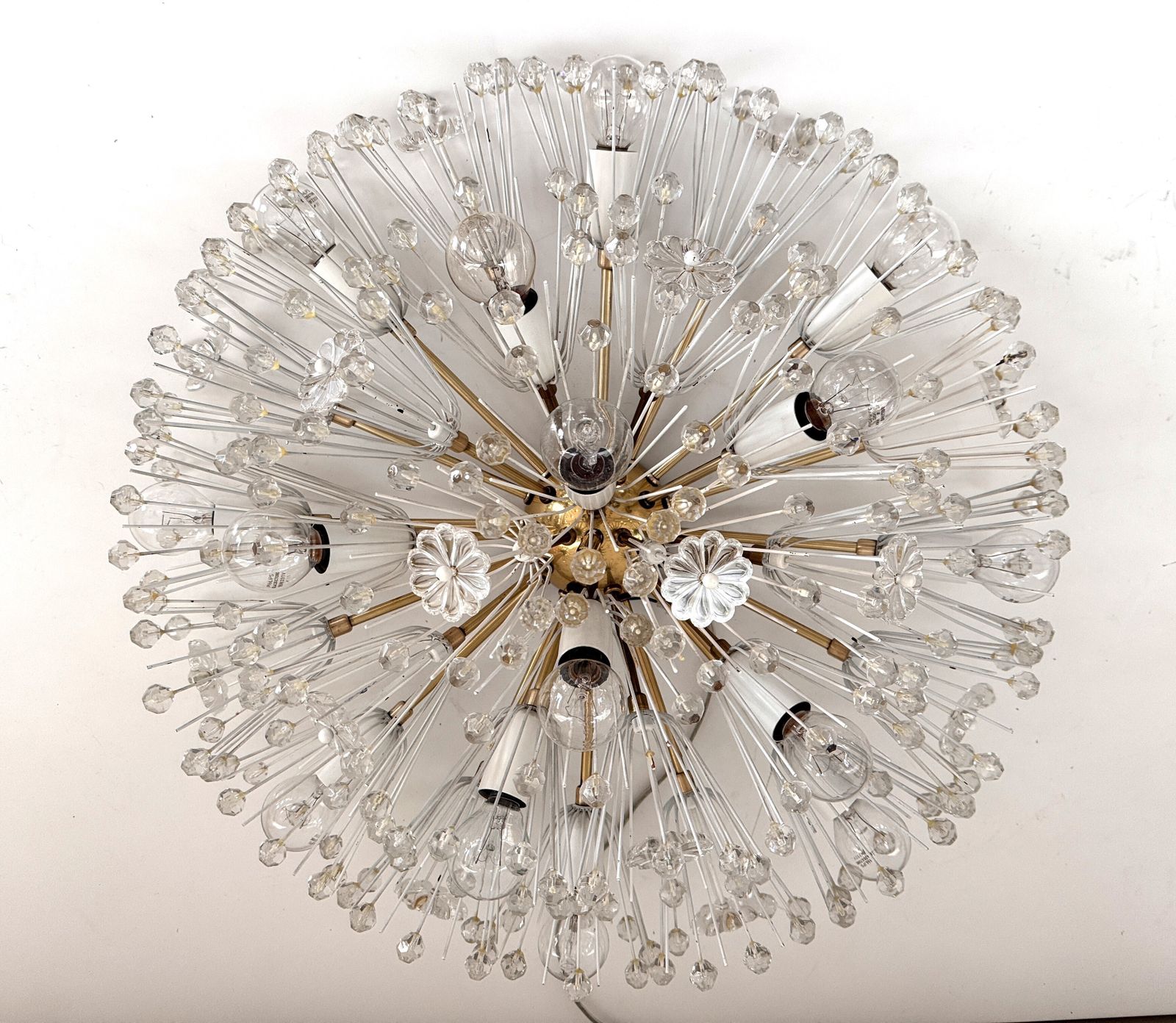Large Emil Stejnar Brass And Glass Sputnik Starburst Flush Mount Light, 70s photo buy