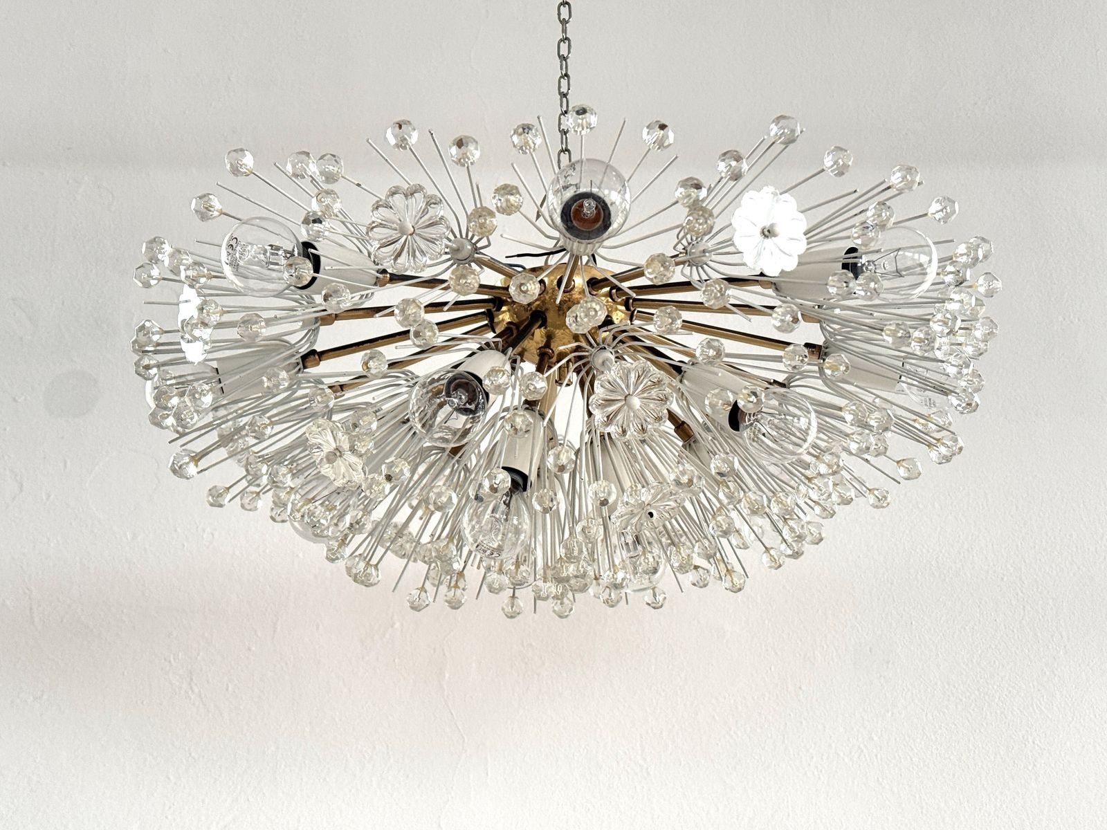 photo furniture Large Emil Stejnar Brass And Glass Sputnik Starburst Flush Mount Light, 70s