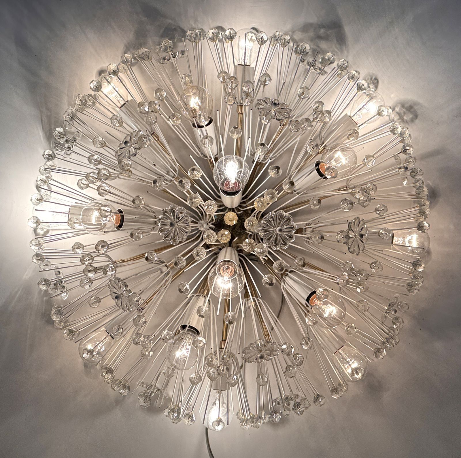 photo for sale Large Emil Stejnar Brass And Glass Sputnik Starburst Flush Mount Light, 70s