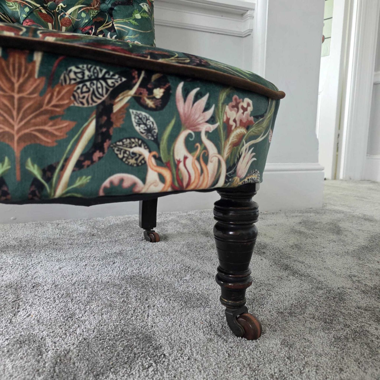 Antique Scroll Back Chair  Seat   Newly Upholstered In Becca Who Designed Velvet. photo furniture