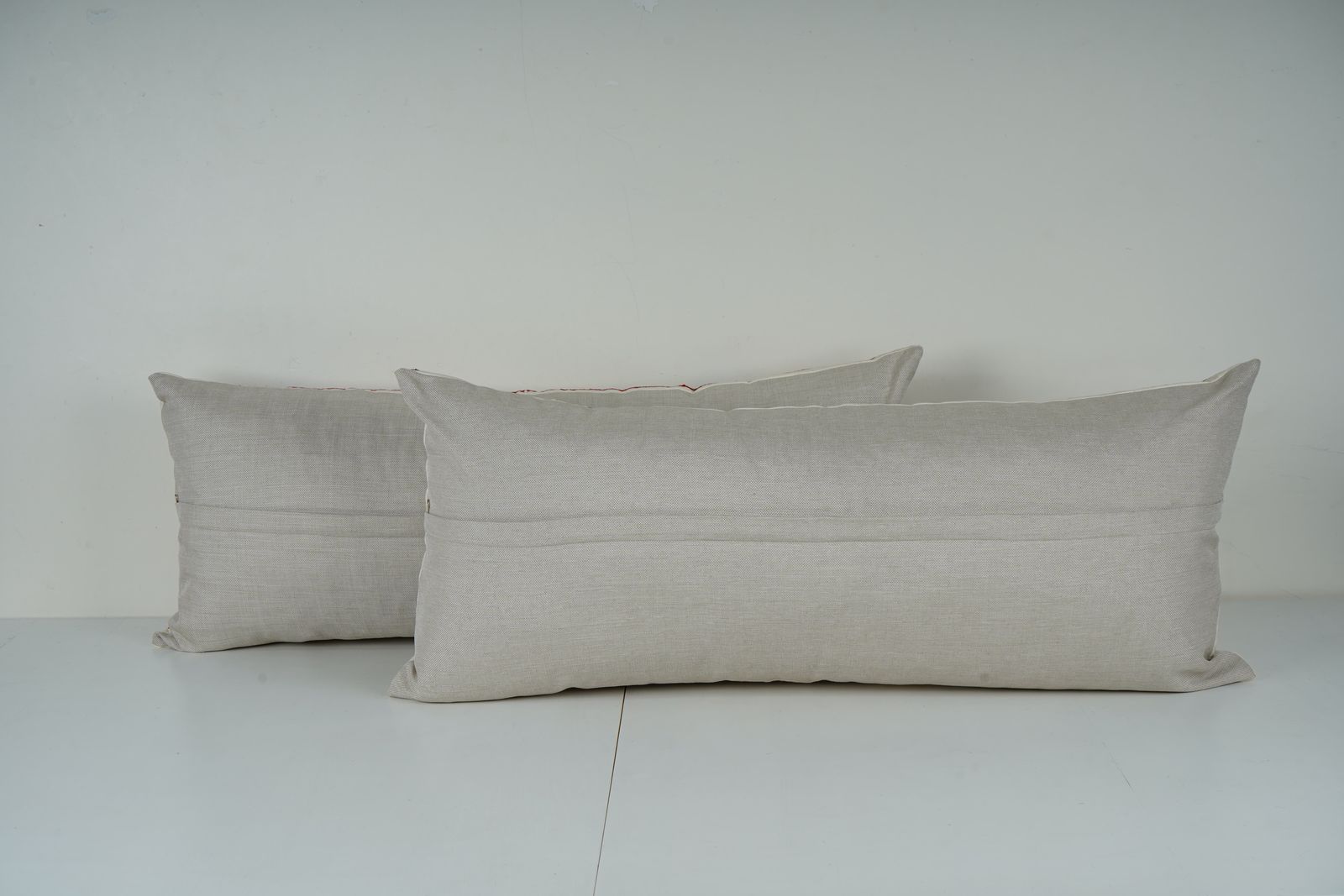 Hand Embroidered Suzani Lumbar Pillow Covers – Uzbek Vintage Bird & Flower Set photo for sale