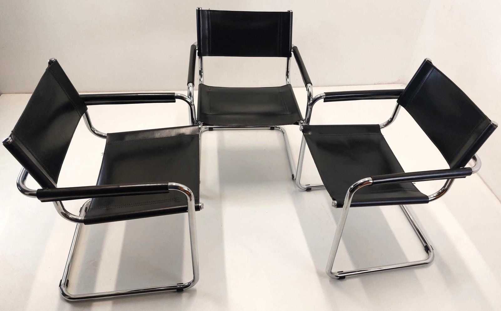 1 Of 3 Mart Stam Leather / Seating / Dining Chairs / Model S34 / Italy / 1970s photo 587.0