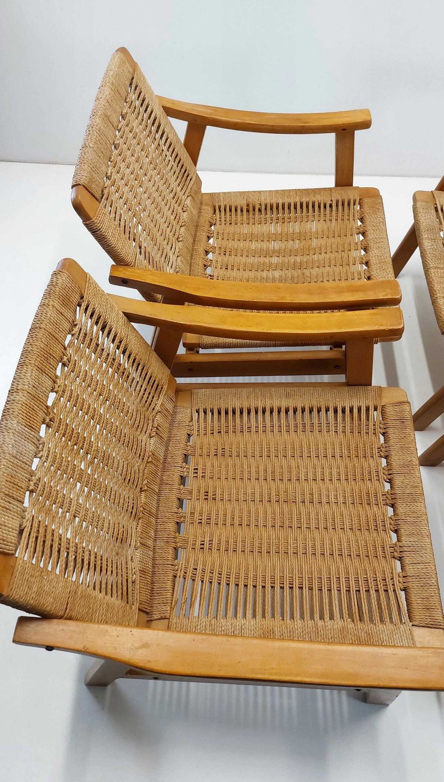 photo furniture Danish Modern Rope Arm Chair 2 Pcs! / Mcm / 1960s / Style Of Hans Wegner/ Mid Century Modern Chair