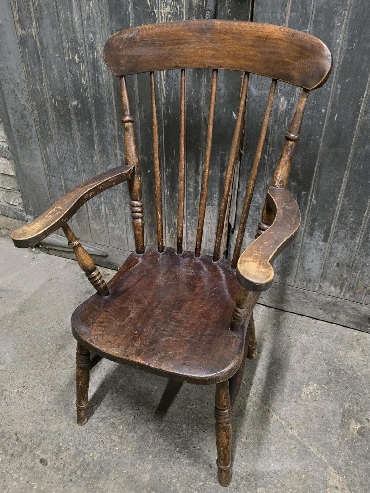 Antique 19th Century Victorian Elm Windsor Chair Armchair photo Furniture