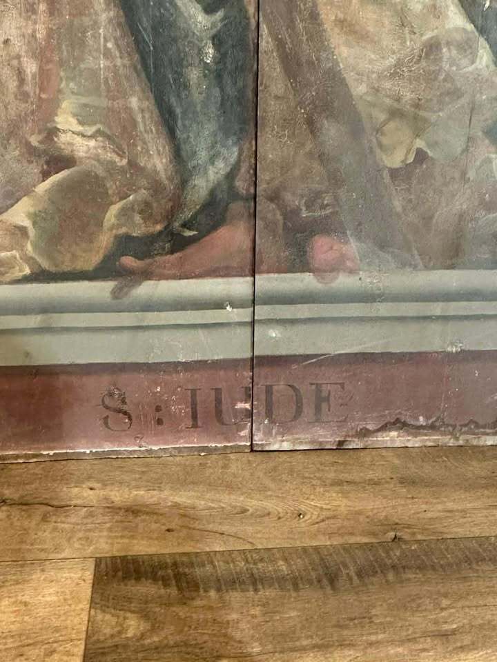 17/18th Century Polychrome Painted Pine Ecclesiastical Panel Depicting St Jude photo Art