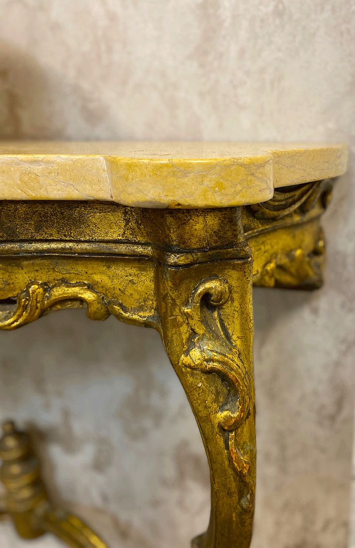 Pair Of Late 19th–Early 20th Century Rococo Revival Giltwood Console Tables With Siena Marble Tops photo 600.0