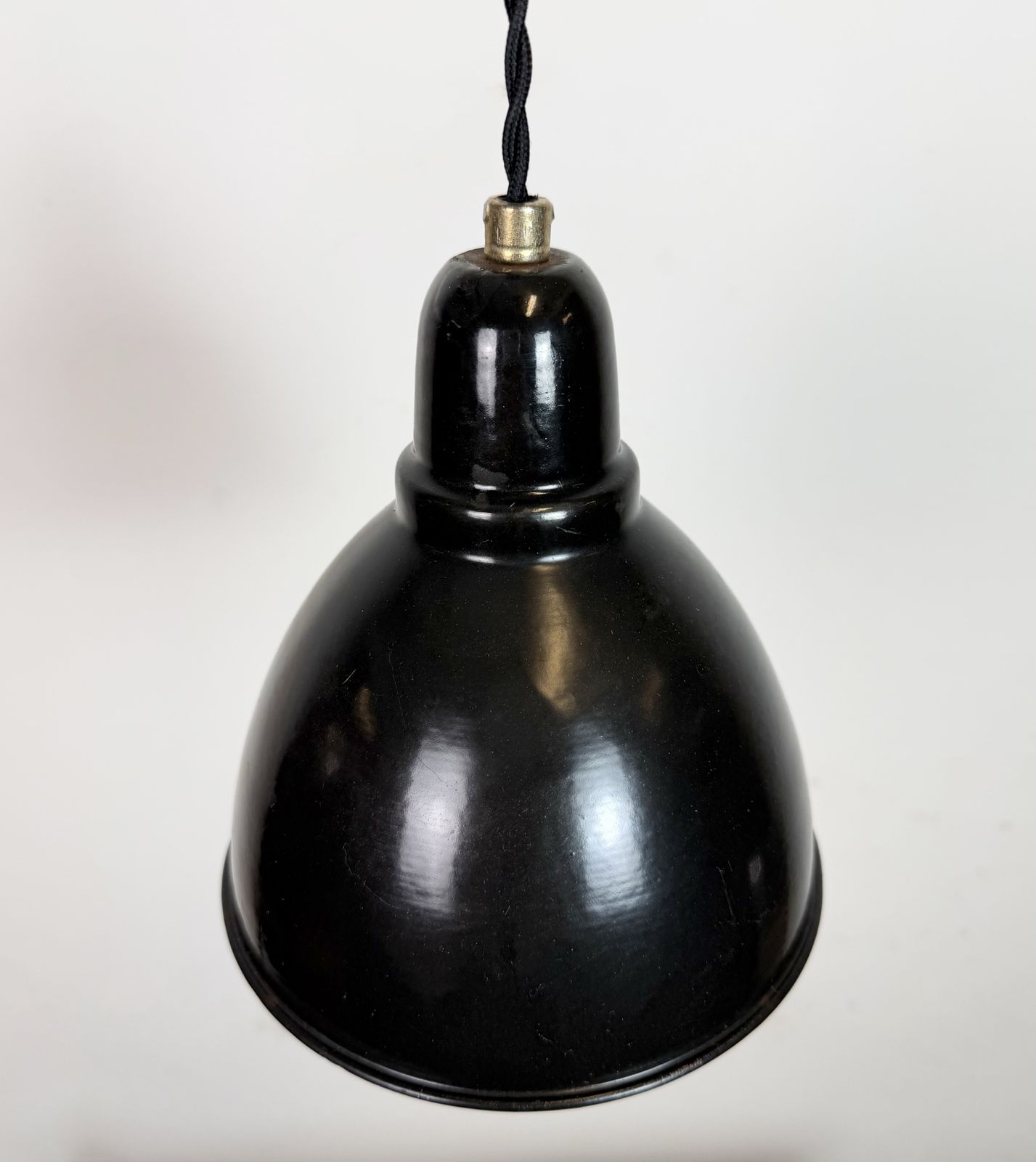 photo vinterior Small Industrial Black Enamel Ceiling Lamp, 1950s, 2x