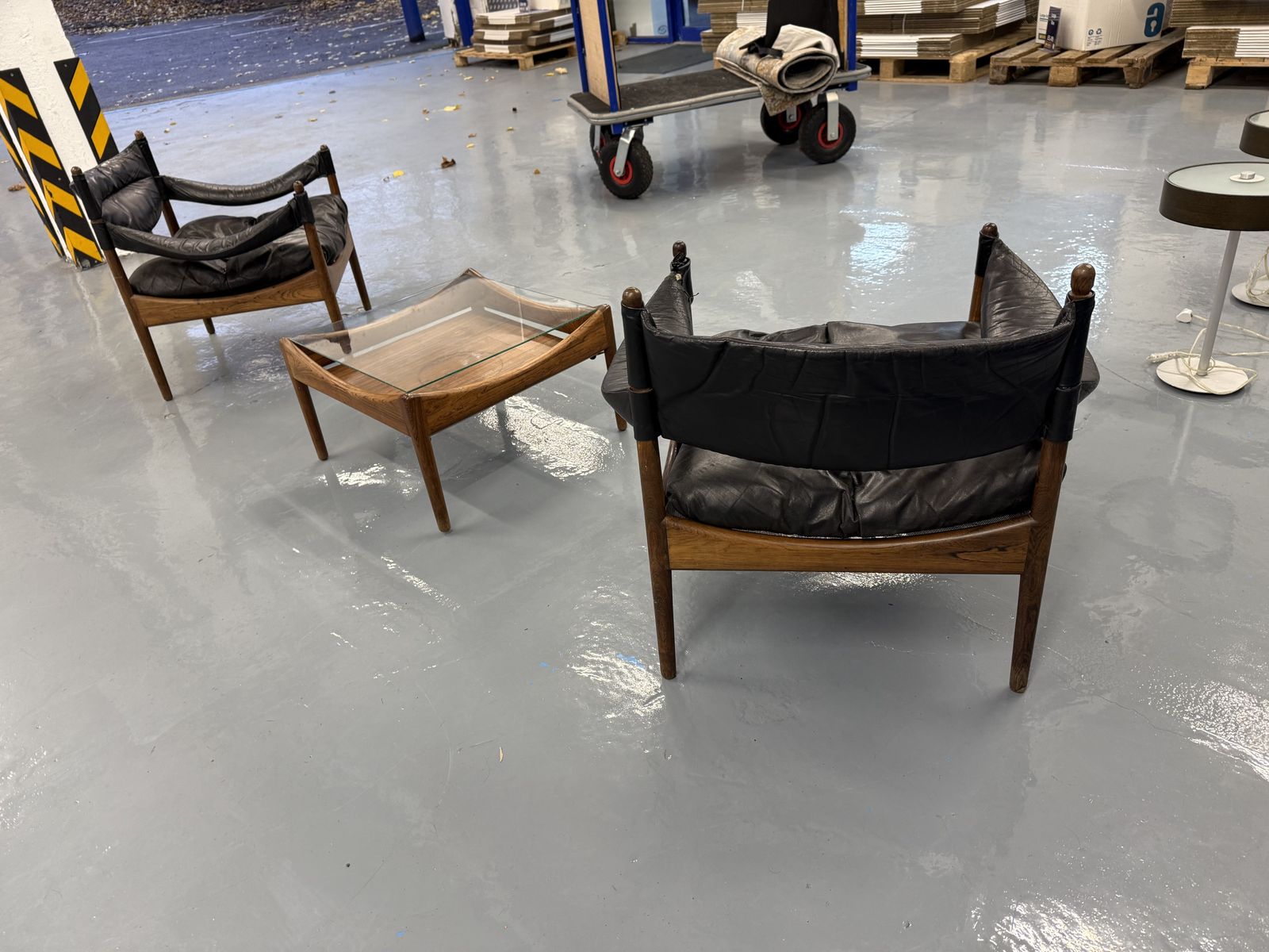 Danish Mid Century “Modus” Lounge Chairs + Table By Kristian Somer Vedel – Rosewood – Original Leather – Project Condition photo Furniture