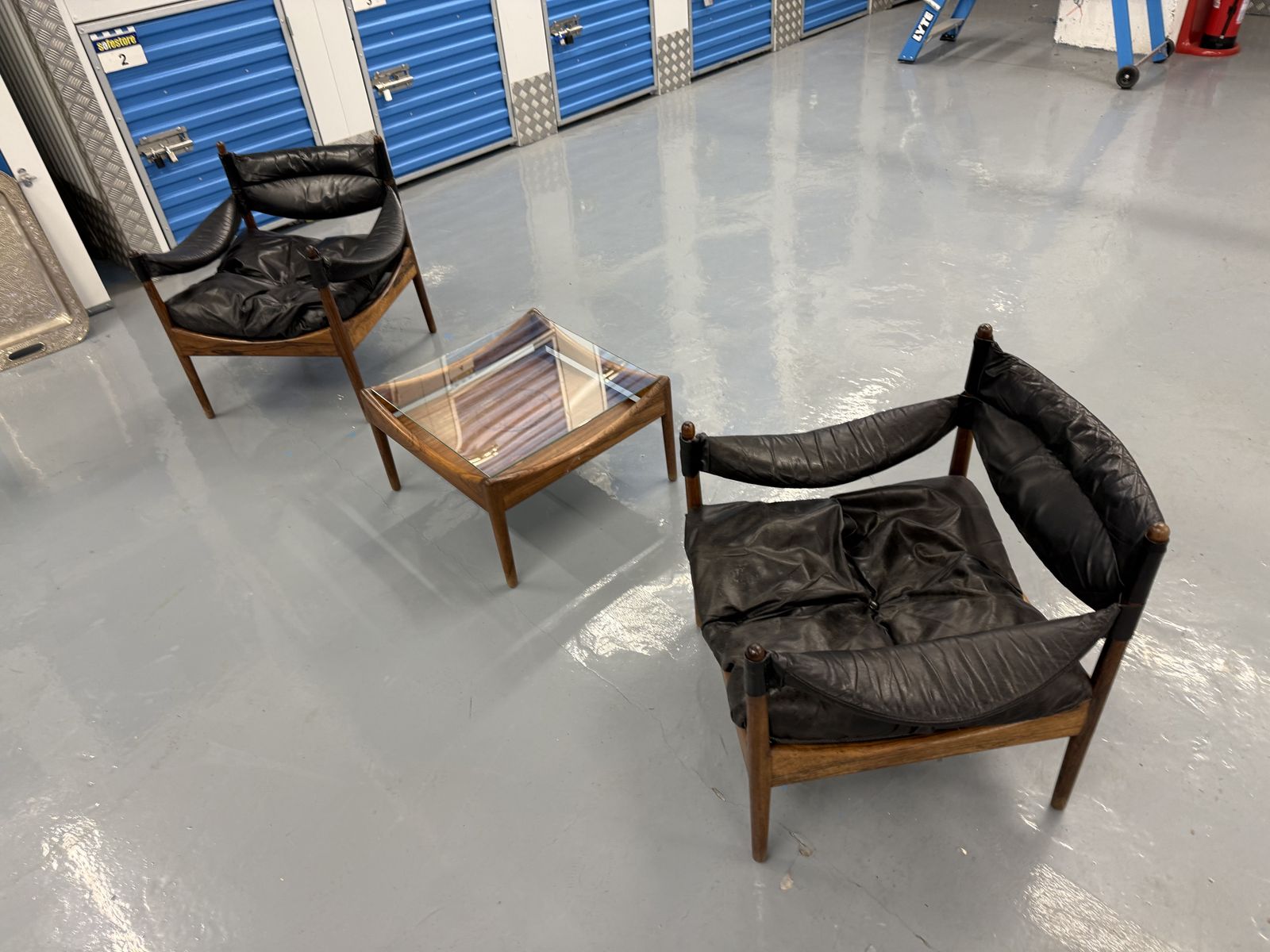 Danish Mid Century “Modus” Lounge Chairs + Table By Kristian Somer Vedel – Rosewood – Original Leather – Project Condition photo furniture