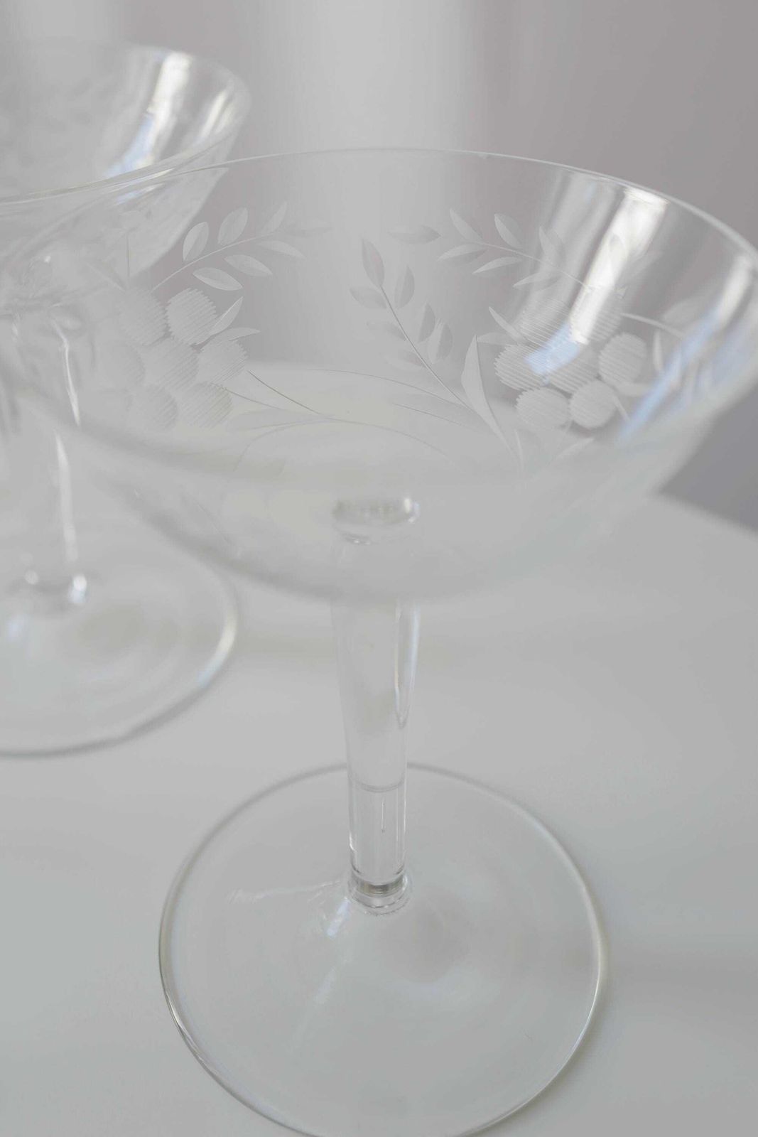5 Vintage Crystal Glass Champagne Coupes. Mother's Day Gift @ Medowski Paris photo for sale