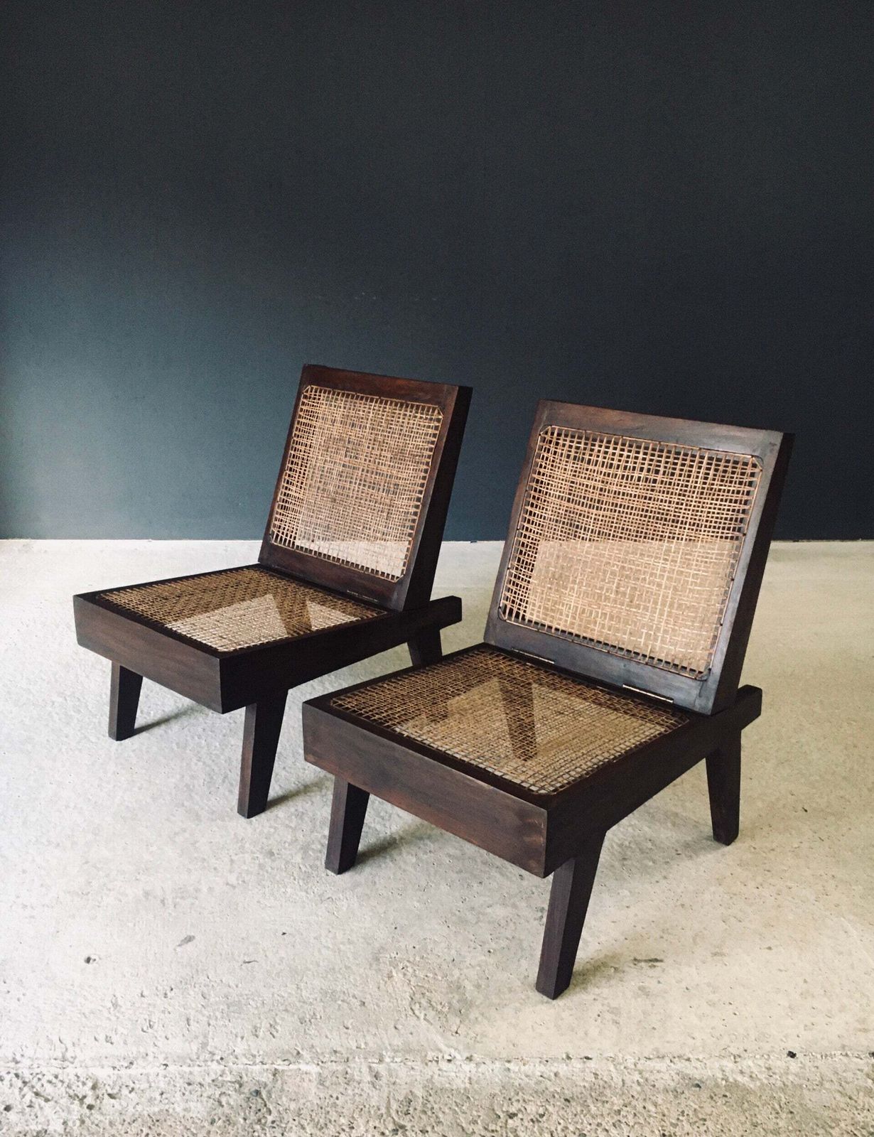 Modernist Design Low Folding Chair Set By Pierre Jeanneret For Chandigarh, India 1960's photo Furniture