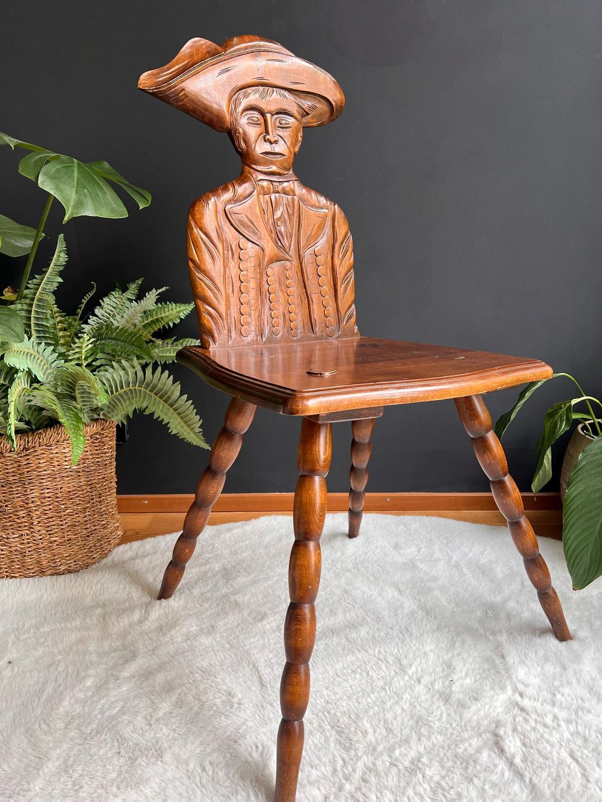 Antique Folk Art Chair – French Alsatian Chair, Bobbin Legs photo furniture