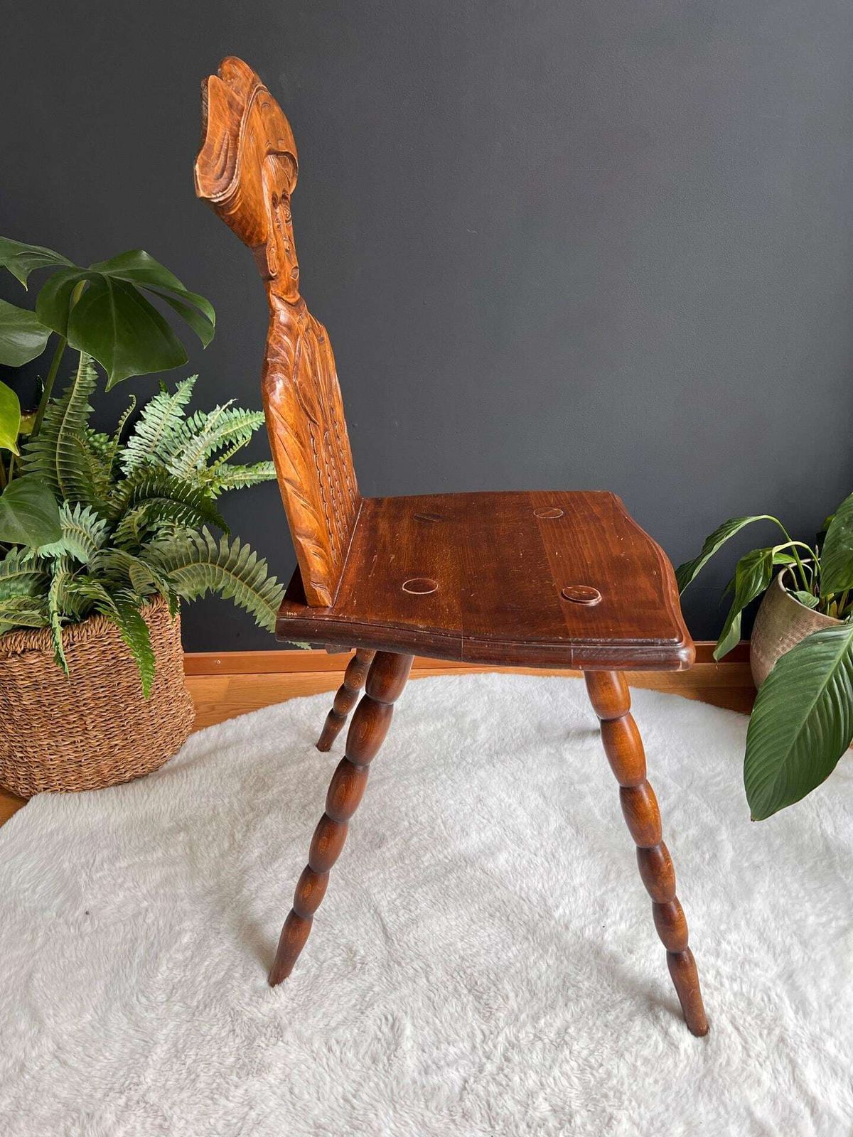 Antique Folk Art Chair – French Alsatian Chair, Bobbin Legs photo for sale