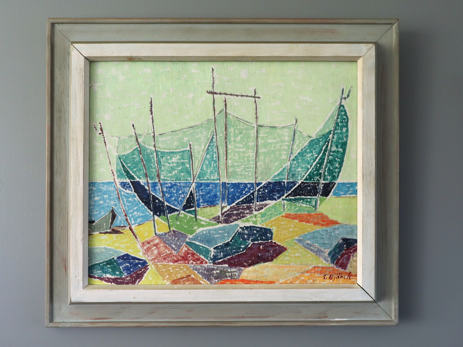Shoreline Colour Oil Painting, Mid 20th Century