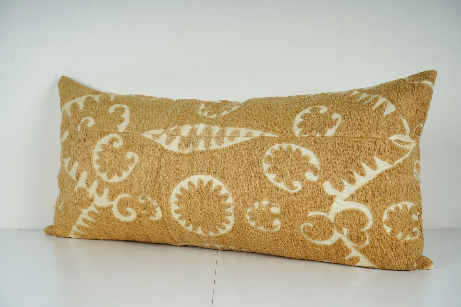 Suzani Bedding Pillow, Tribal Cushion Cover, Oversize Lumbar Embroidered Pillow photo furniture