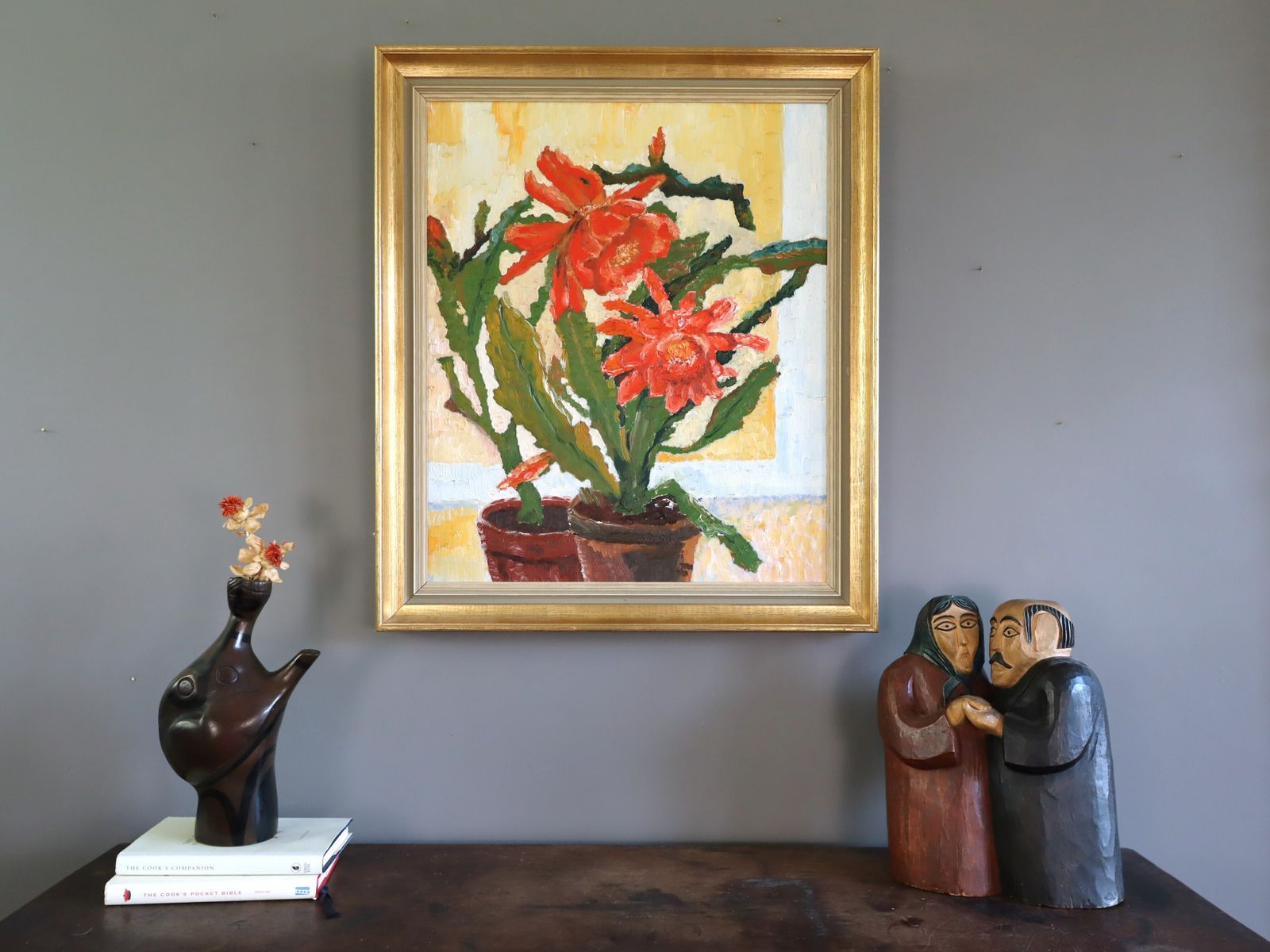 Vivid Blossoms Oil Painting, Mid 20th Century photo furniture