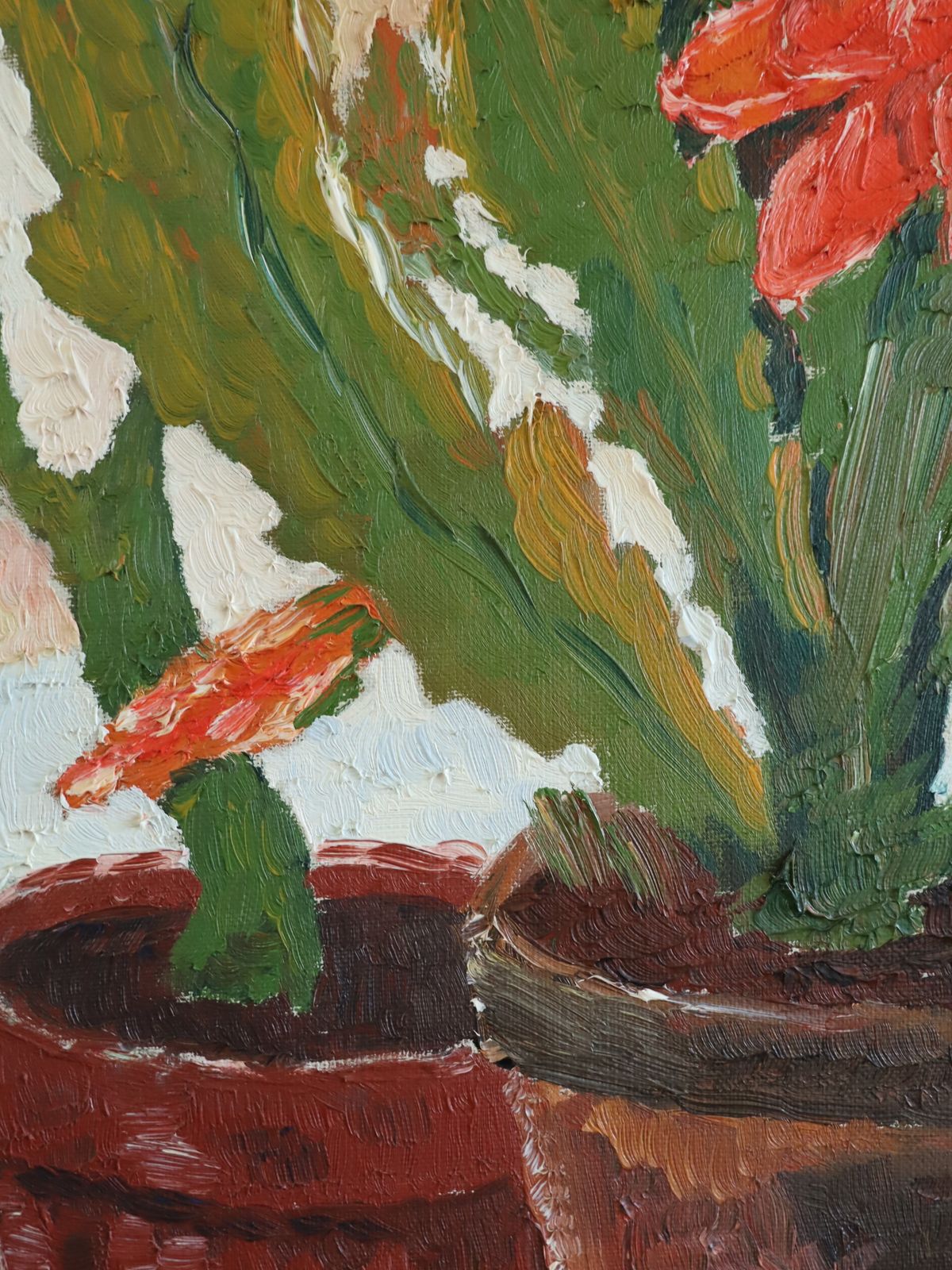 Vivid Blossoms Oil Painting, Mid 20th Century photo vintage