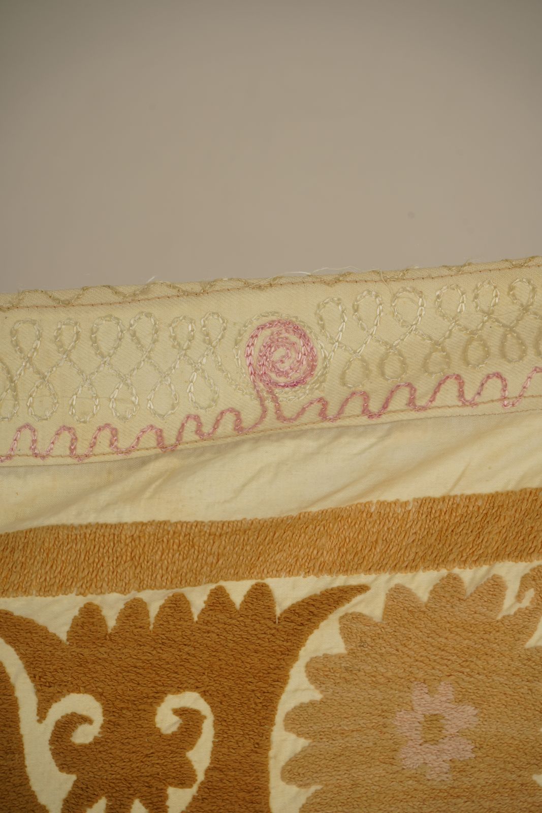 Suzani From Samarkand Uzbekistan, Early 20th Century Pastel Old Embroidery Uzbek Fabric 3'5'' X 3'9'' photo buy