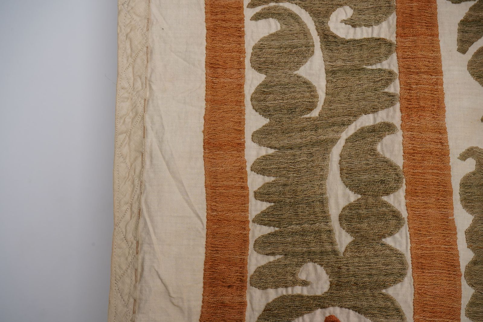 Textiles Decorative Suzani Embroidery | Olive Green Living Room Wall Hanging 6'11'' X 10'3'' photo