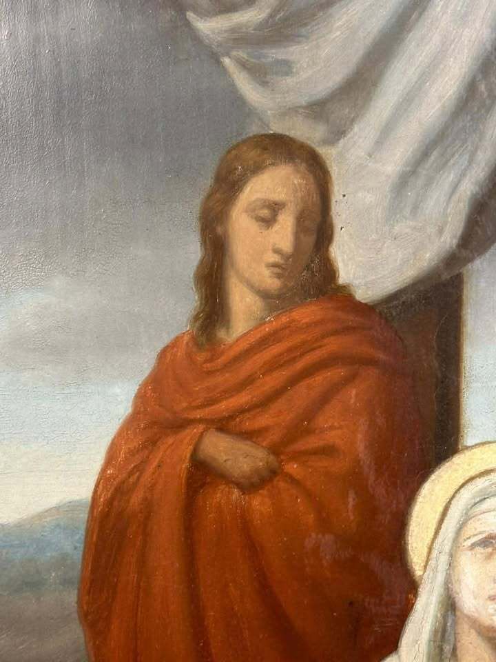 photo furniture Early 20th Century 'Pieta' Italian School Oil On Zinc