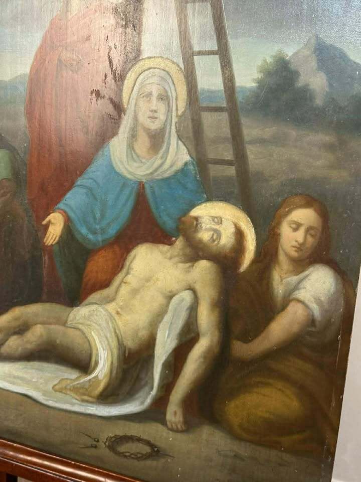 photo vinterior Early 20th Century 'Pieta' Italian School Oil On Zinc