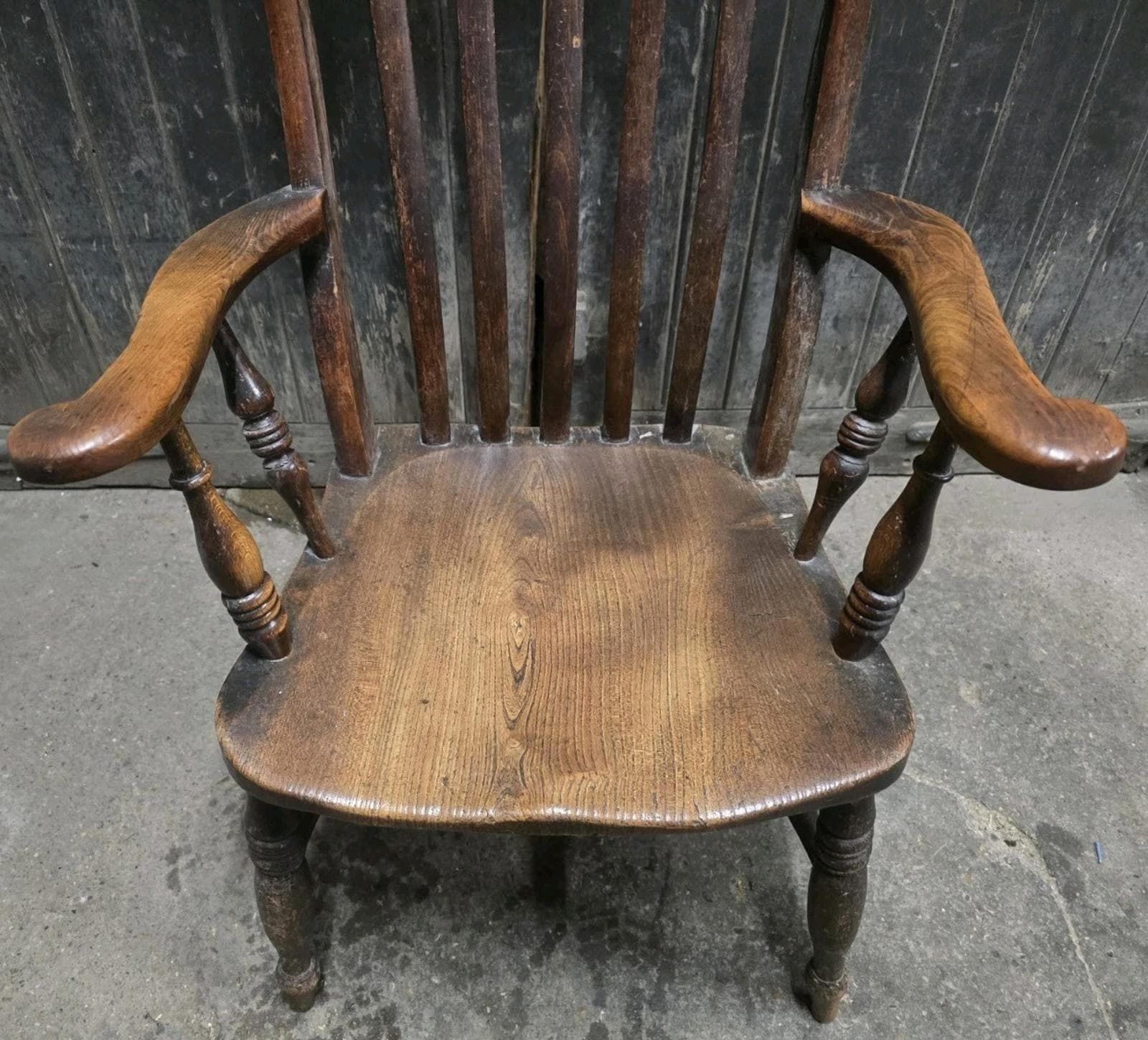 Antique 19th Century Victorian Elm Windsor Chair Armchair photo vinterior