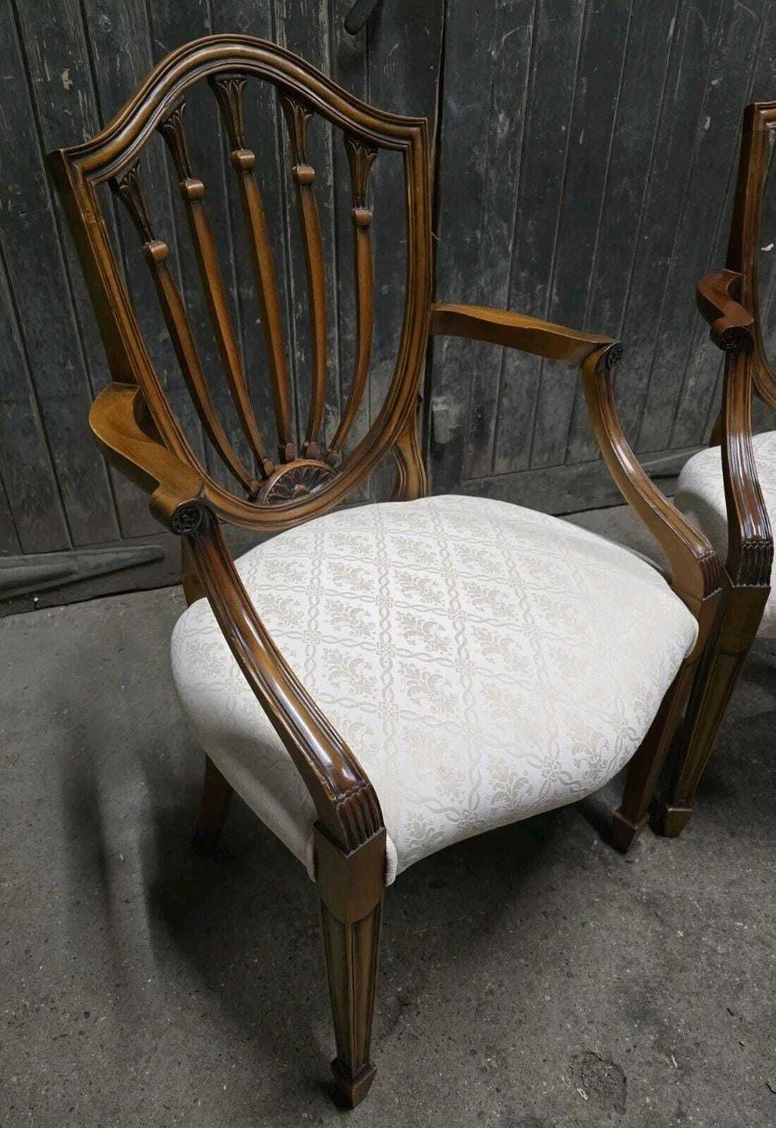 Pair Of Antique Style Hepplewhite Armchairs Bedroom Chairs photo vinterior