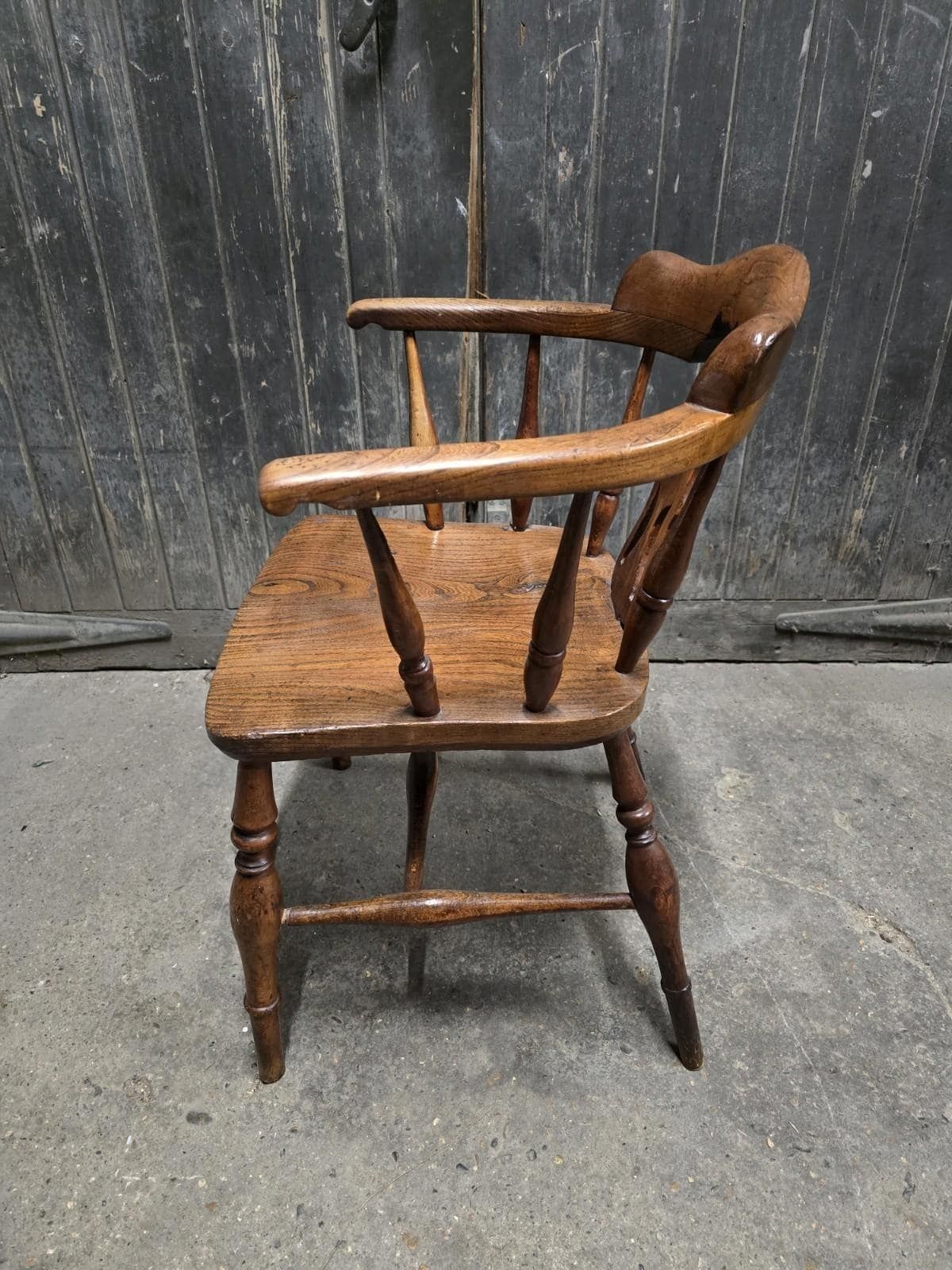 Antique 19th Century Victorian Elm Bow Chair Armchair photo 449.0