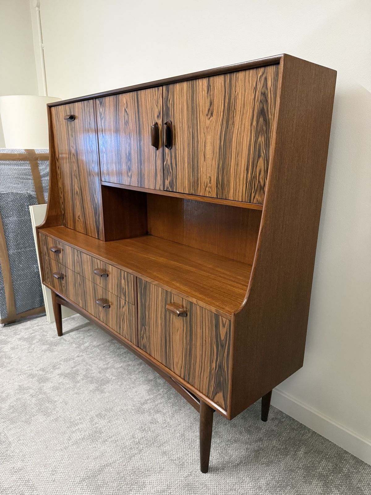 Midcentury G Plan Cocktail Sideboard In Teak & Paldao Wood photo furniture