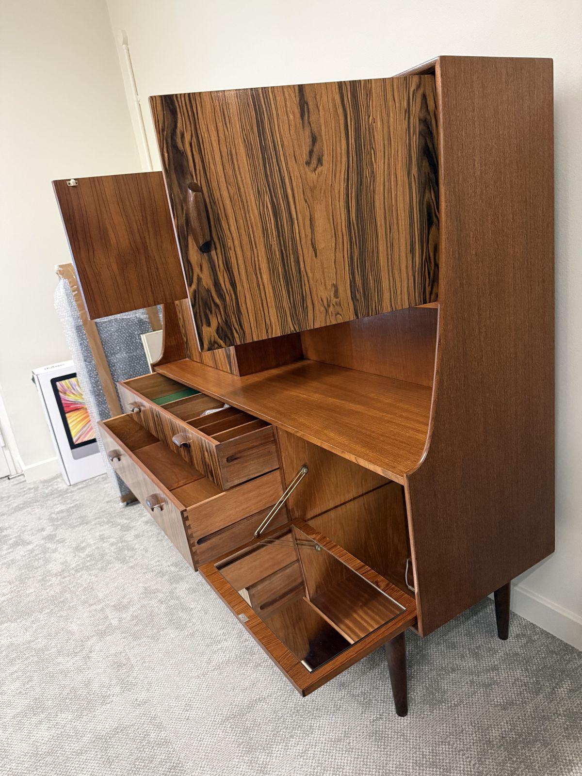 Furniture Midcentury G Plan Cocktail Sideboard In Teak & Paldao Wood photo