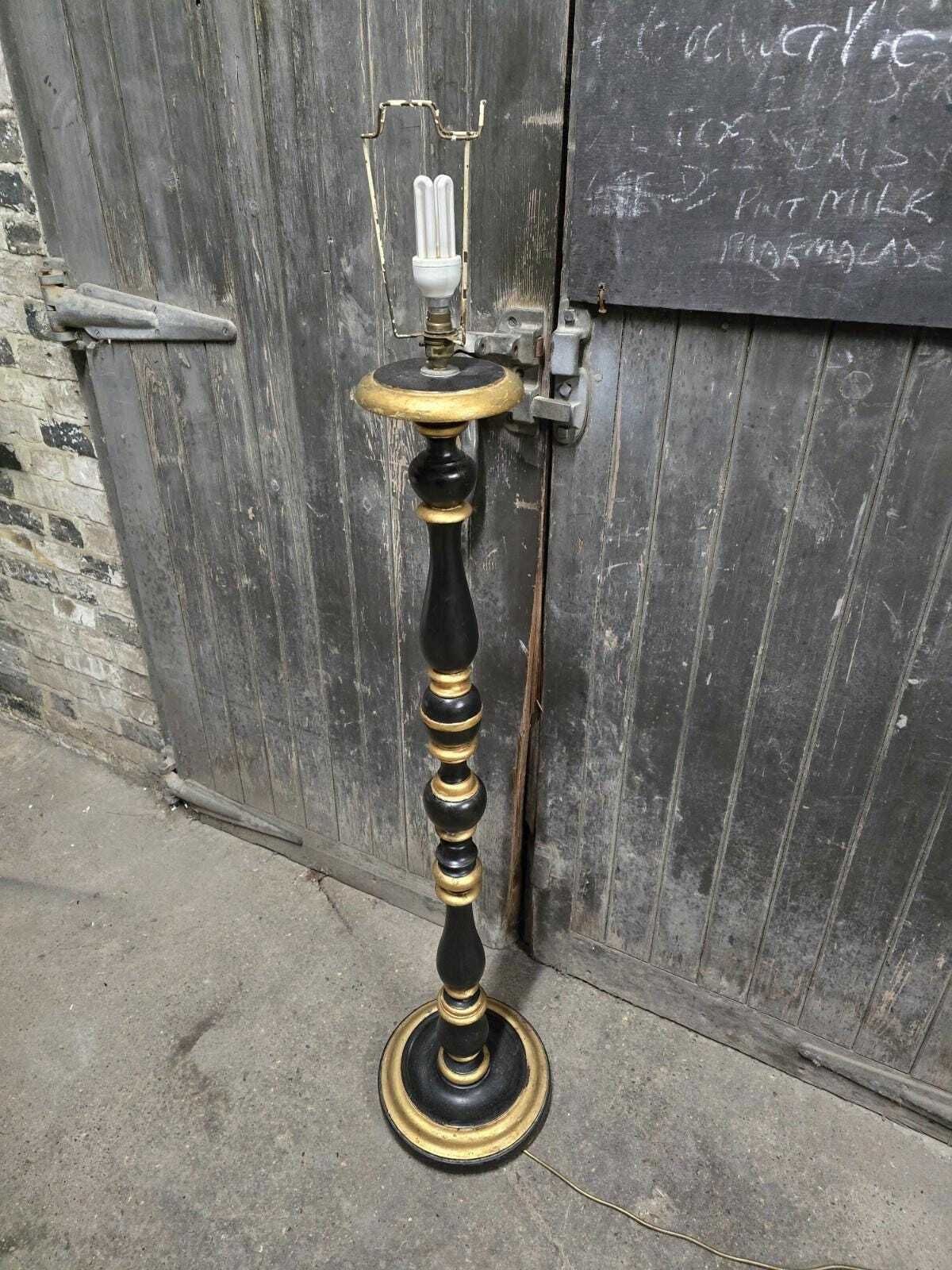 Antique 20th Century Italian Black And Gold Floor Lamp photo Lighting