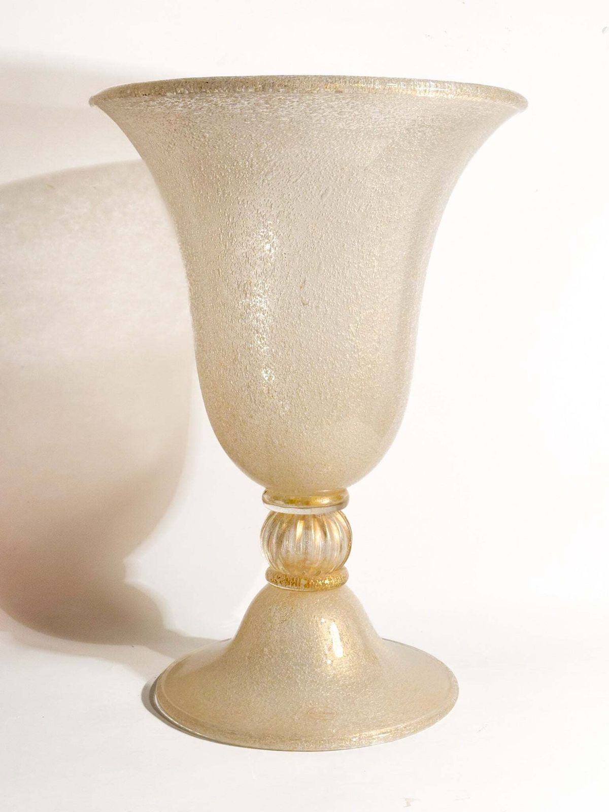 Pulegoso Golden Murano Glass Vase From The 1950s