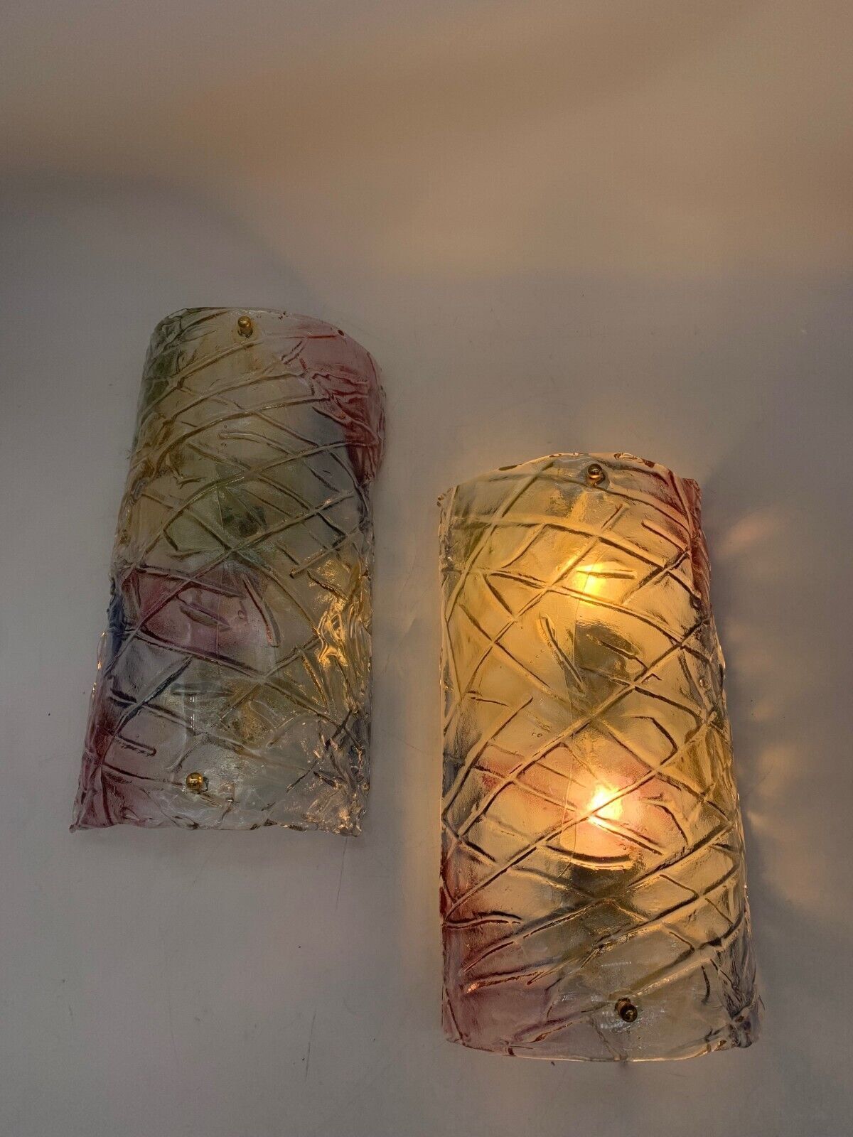 Pair Of Wall Lamps Attributed To Mazzega, 1980s, Murano Glass photo 585.0