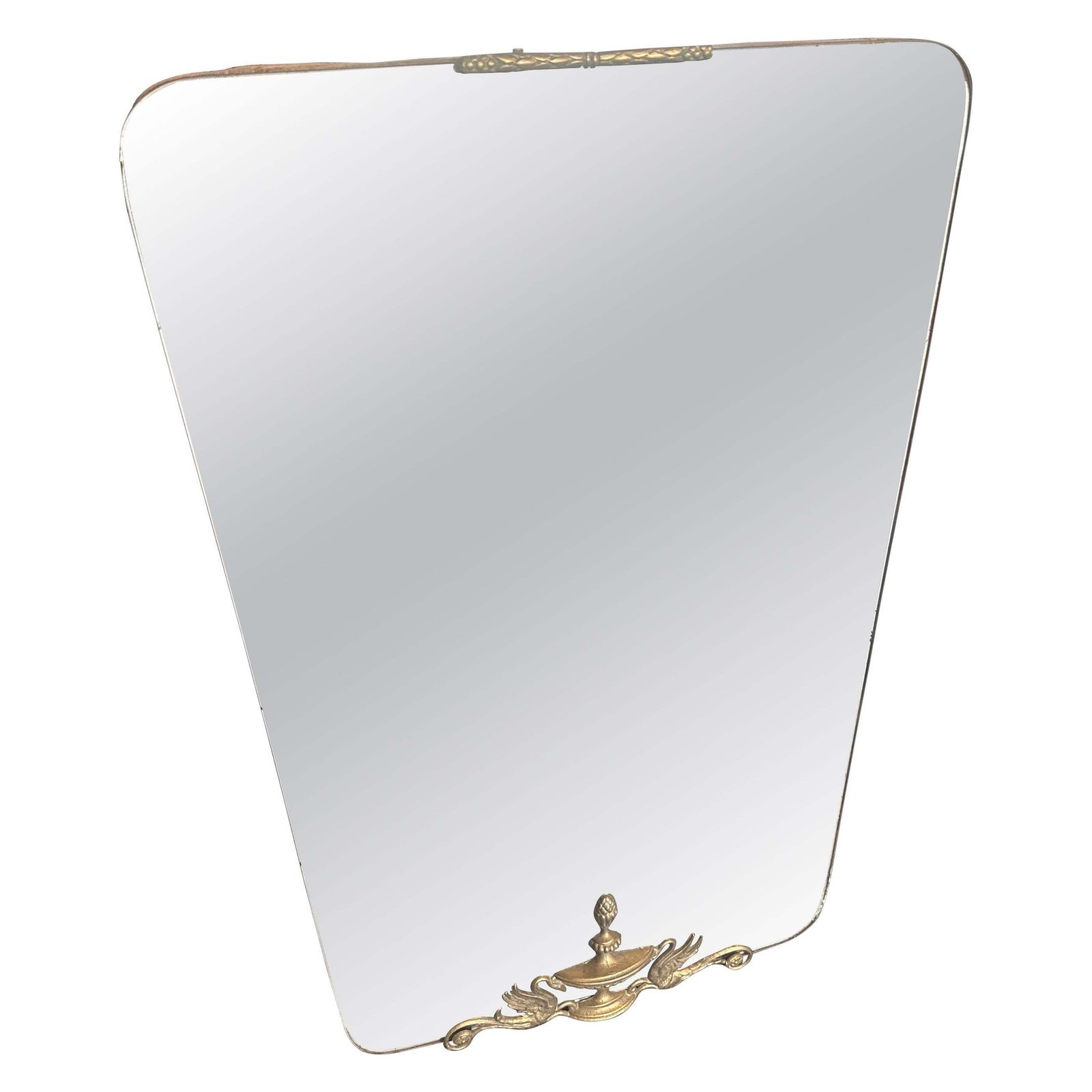 1940s Gio Ponti Style Mid Century Modern Brass Italian Wall Mirror