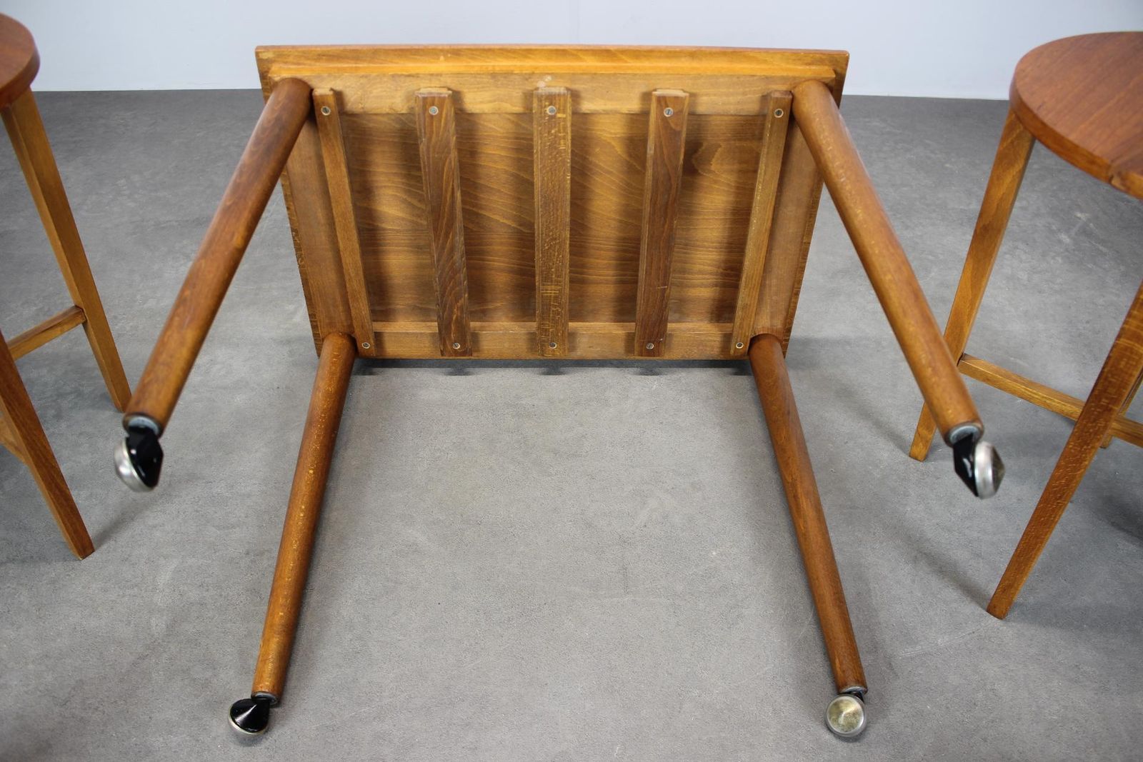 Restored Mid Century Folding Table And Stools By Poul Hundevad, Denmark, 1960s photo vintage