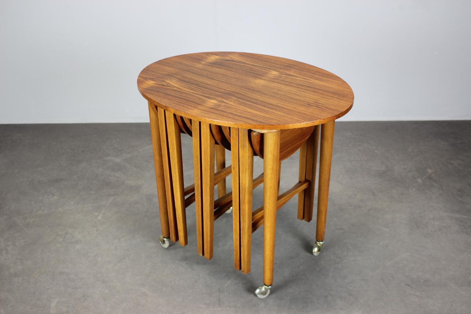996.0 Restored Danish Teak Folding Table With Three Nesting Chairs By Poul Hundevad, 1 photo